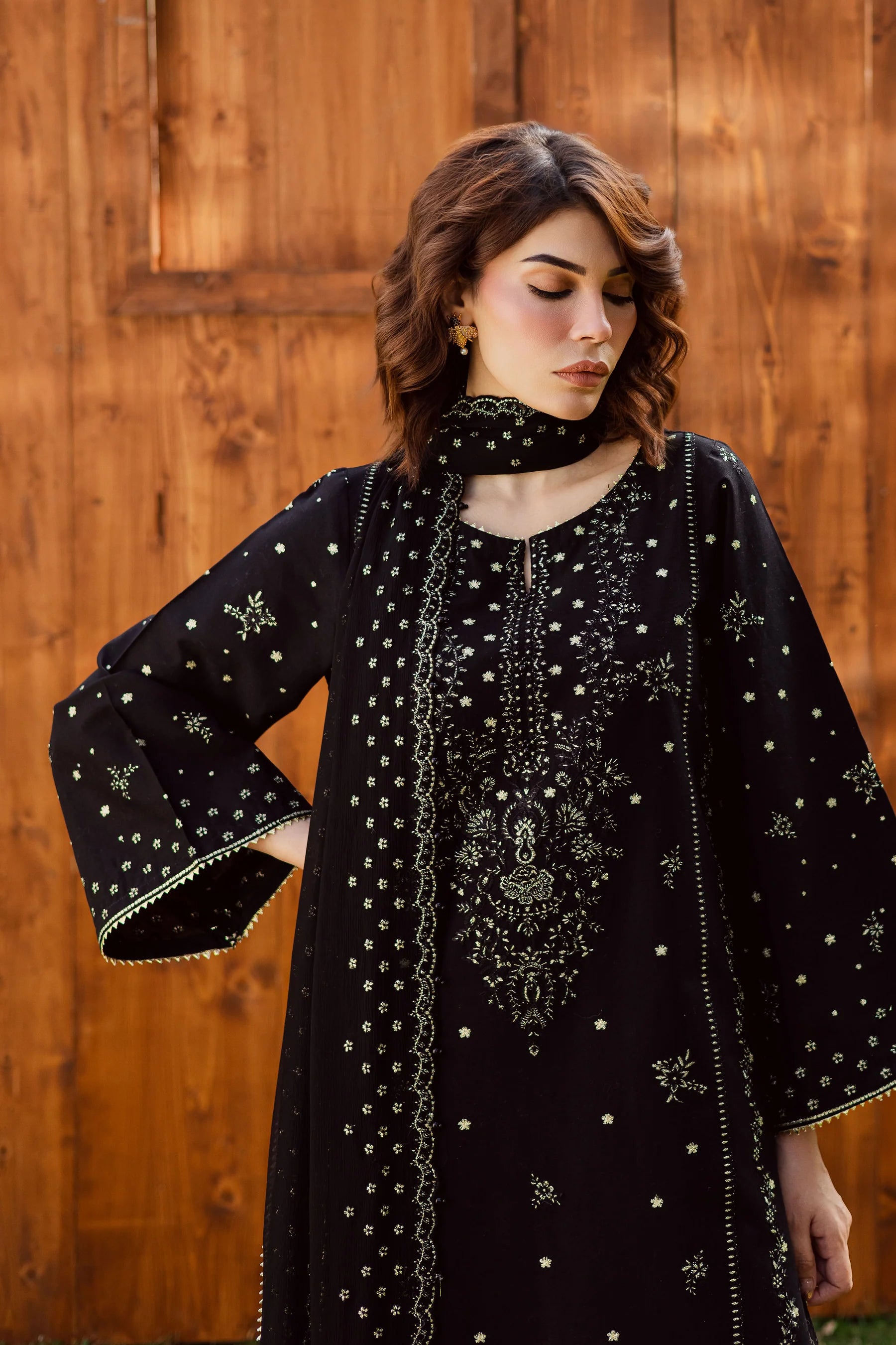 Winter - Best Selling - Aasfina 3Pc Embroidered Dress