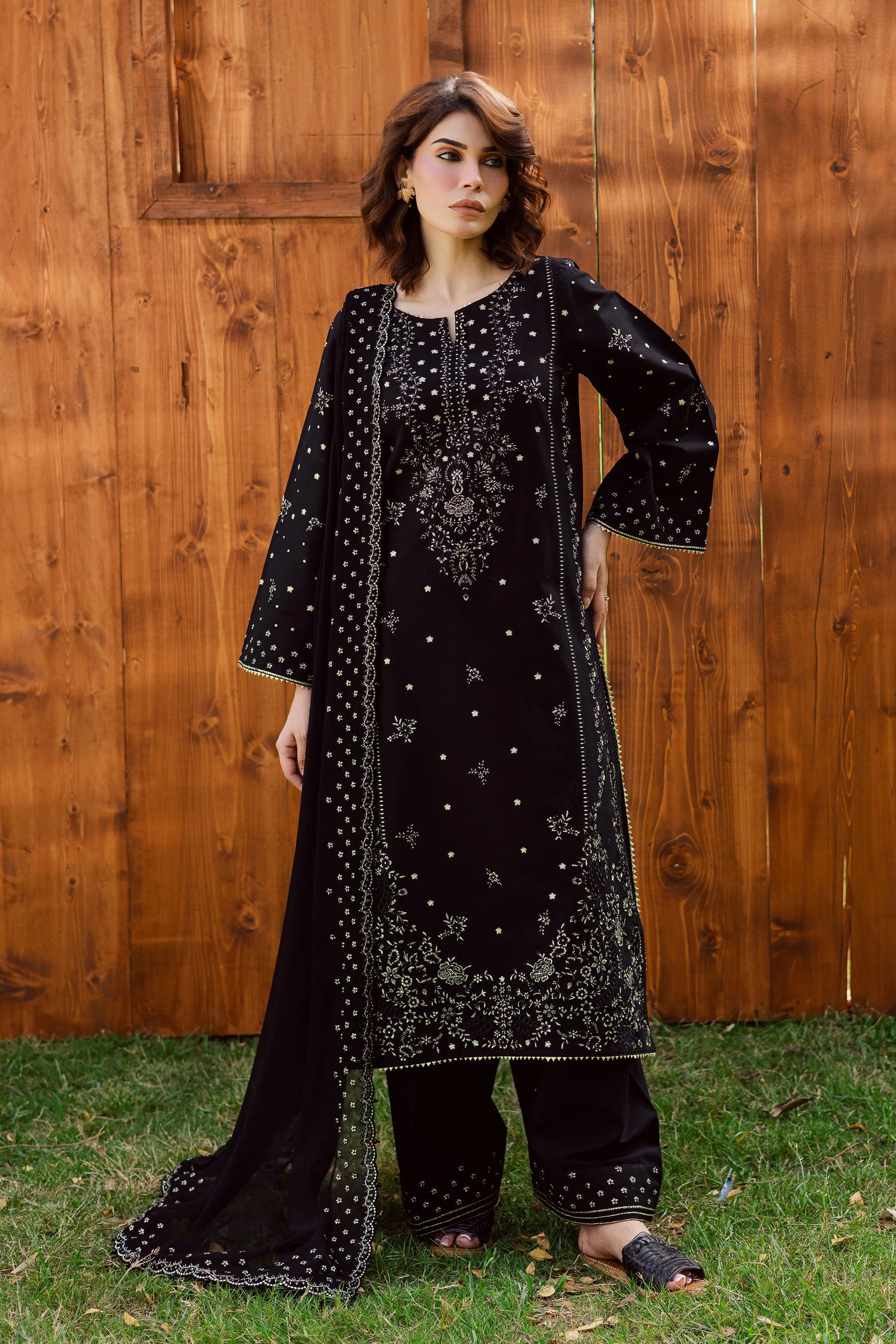 Winter - Best Selling - Aasfina 3Pc Embroidered Dress
