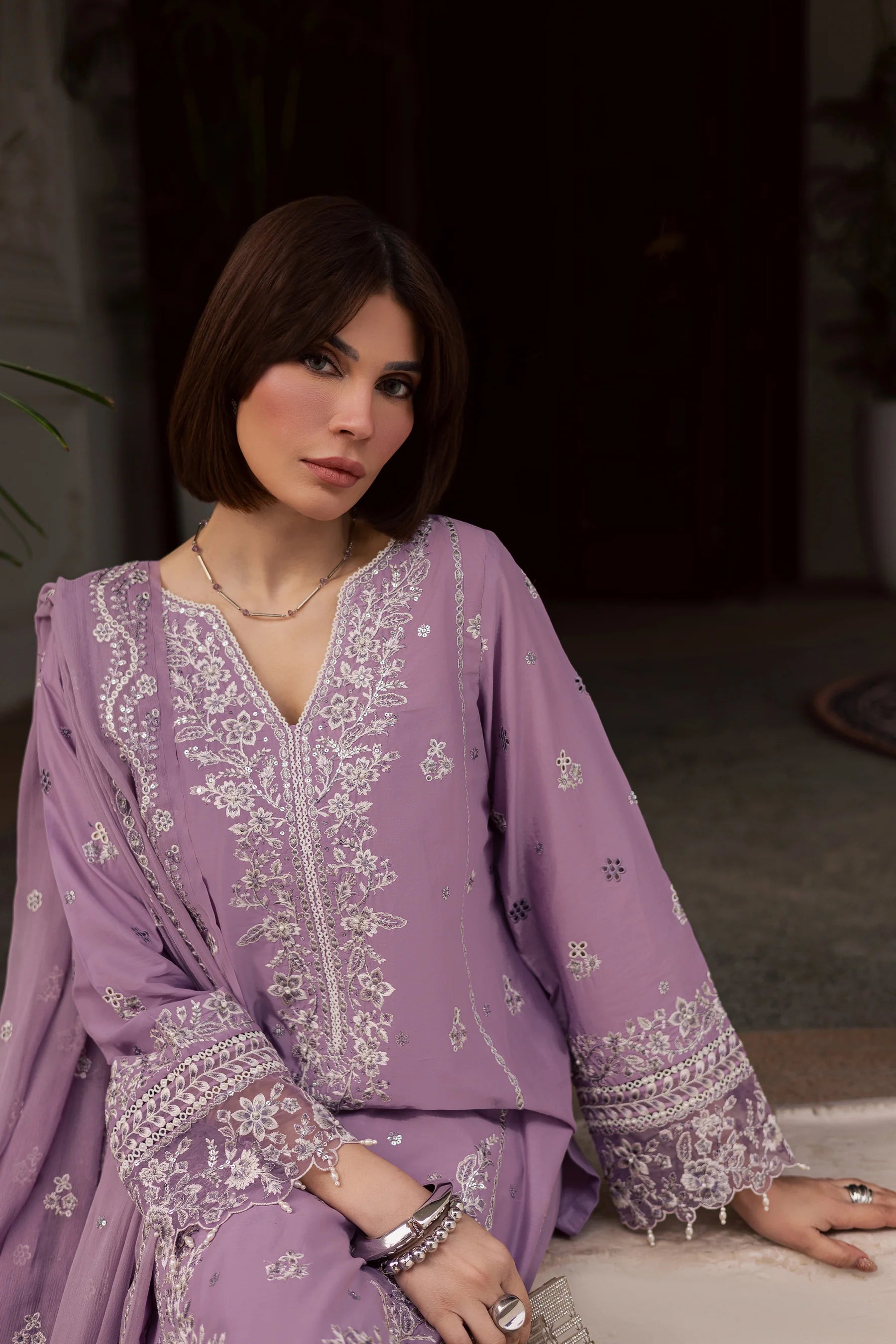 Best Selling - Banafsh 3Pc Festive Embroidered Dress