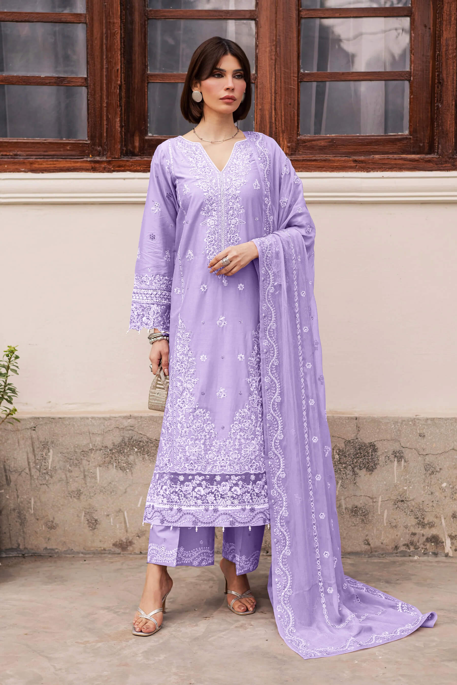 Best Selling - Banafsh 3Pc Festive Embroidered Dress