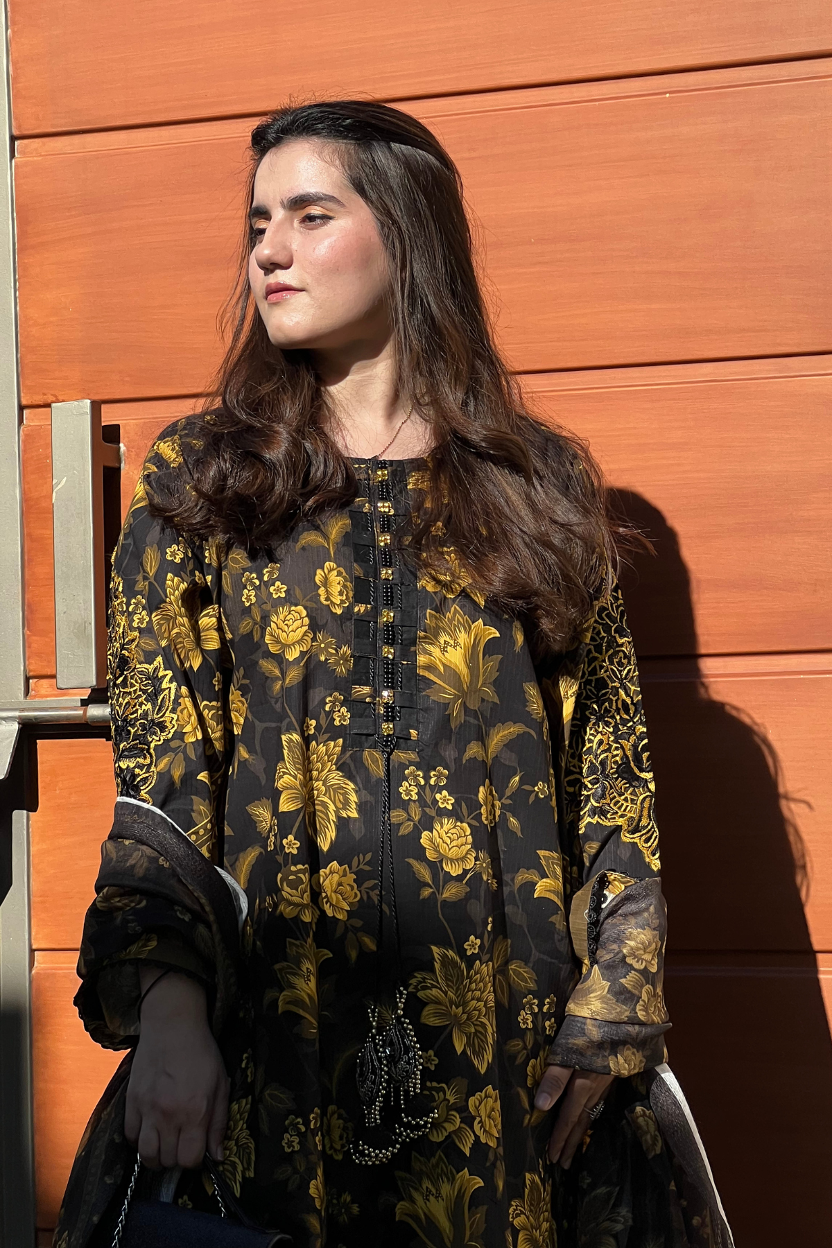 Winter - Best Selling - Black Gold Embroidered Dress