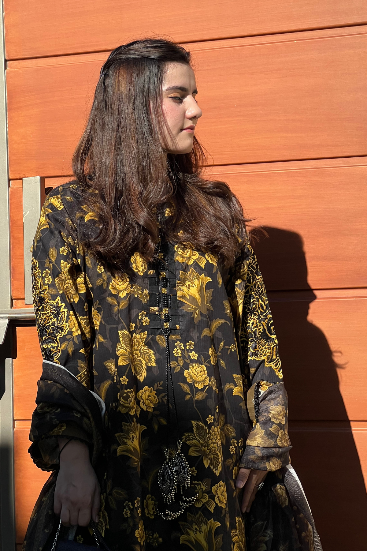 Winter - Best Selling - Black Gold Embroidered Dress