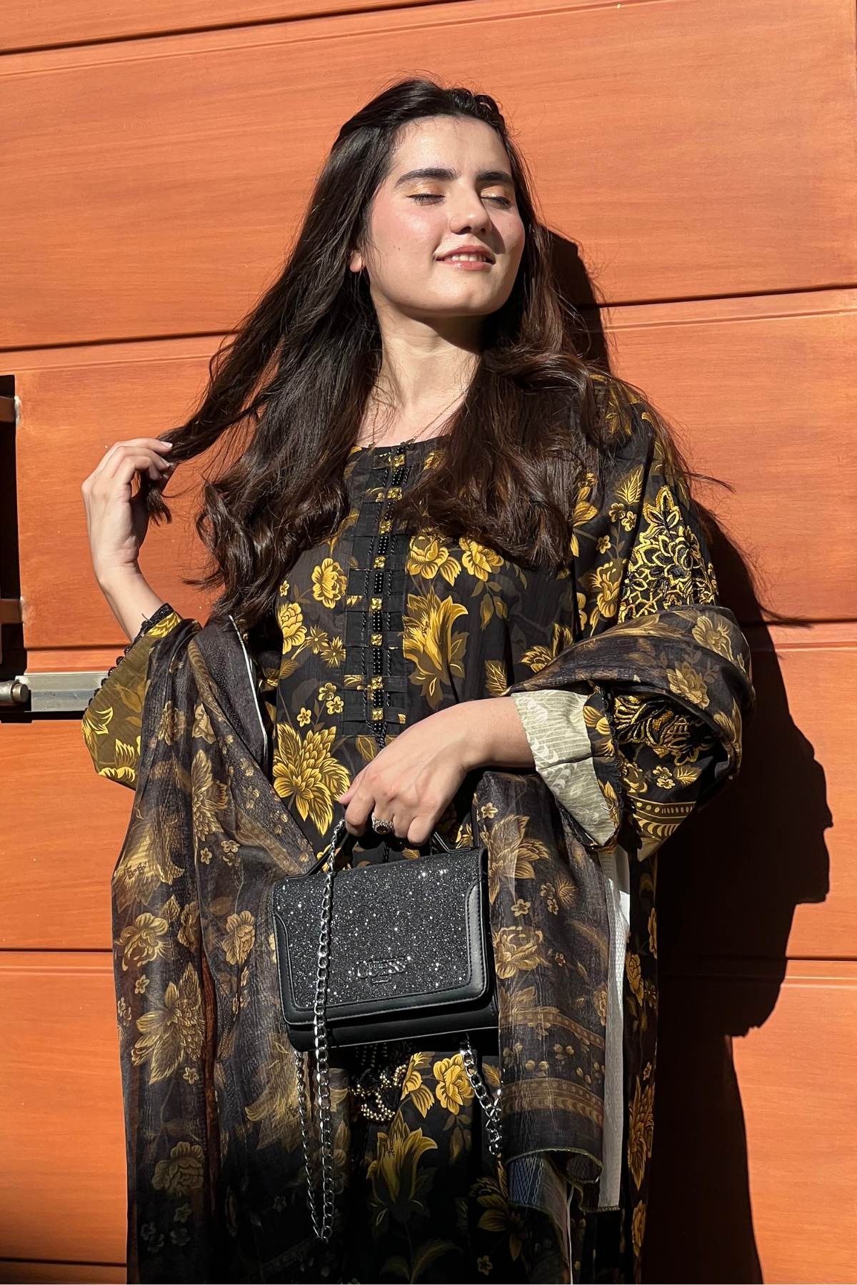 Winter - Best Selling - Black Gold Embroidered Dress