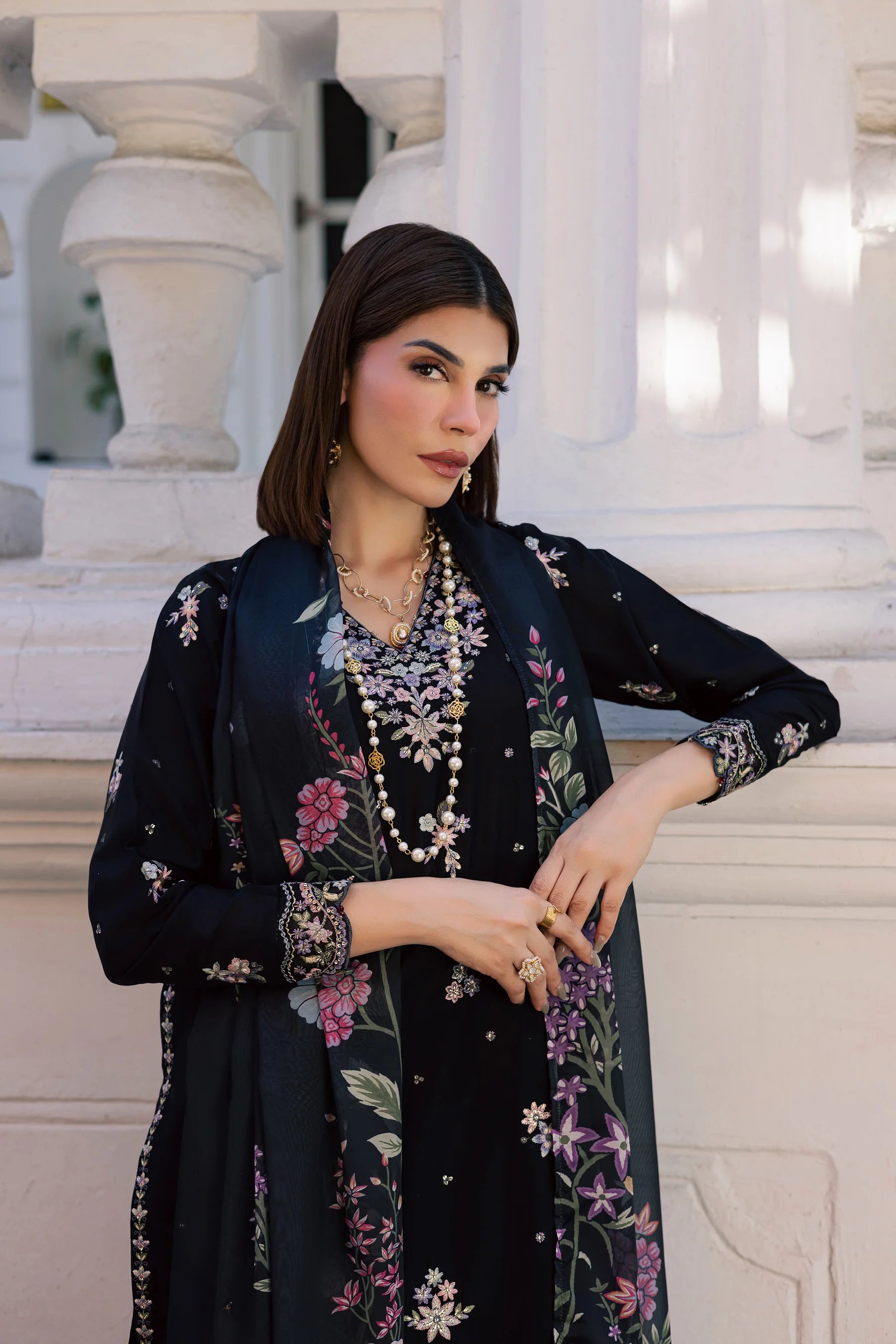 Best Selling - Black Heer 3Pc Festive Embroidered Dress
