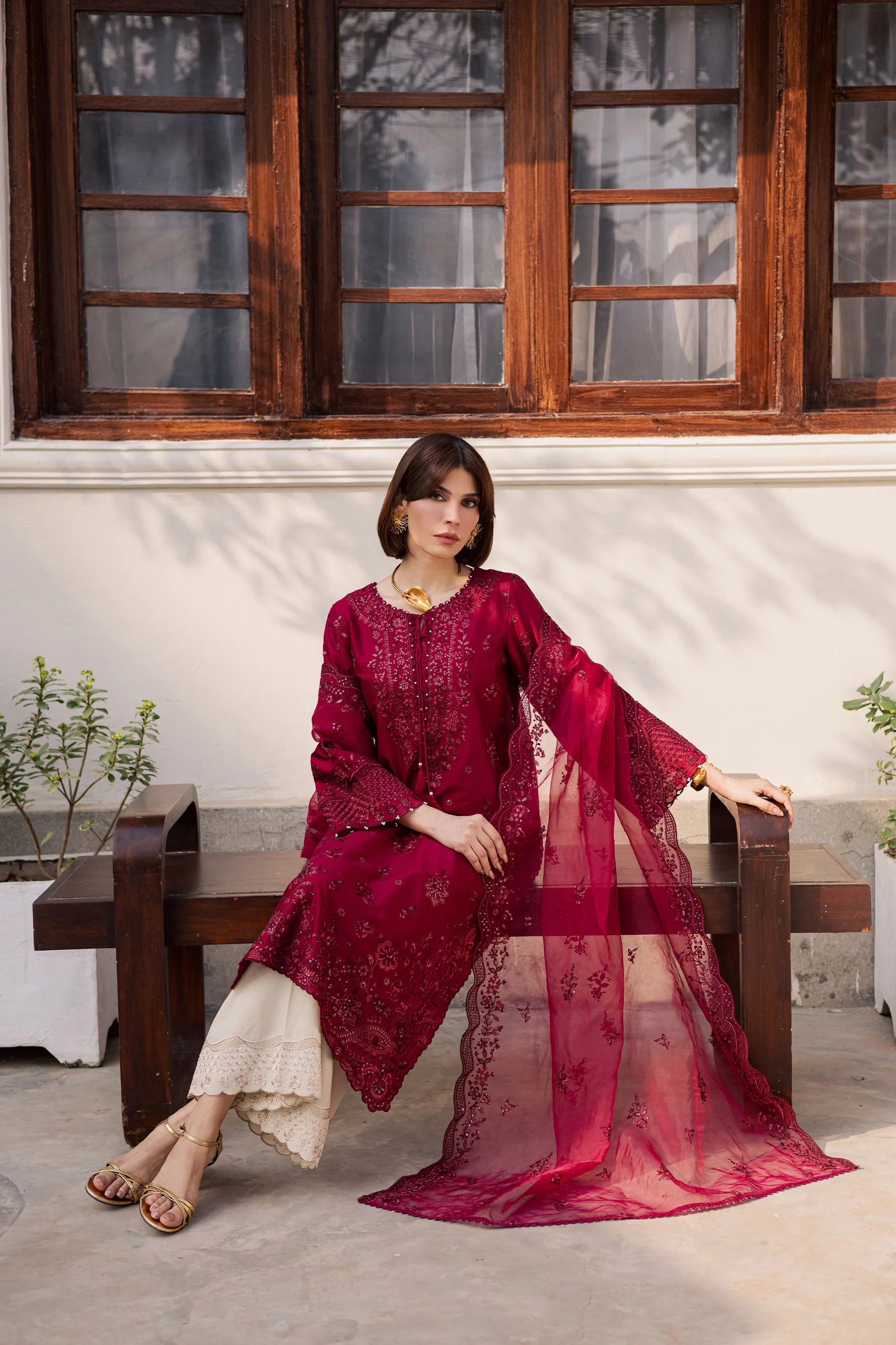 Best Selling - Ecuador 3Pc Festive Embroidered Dress
