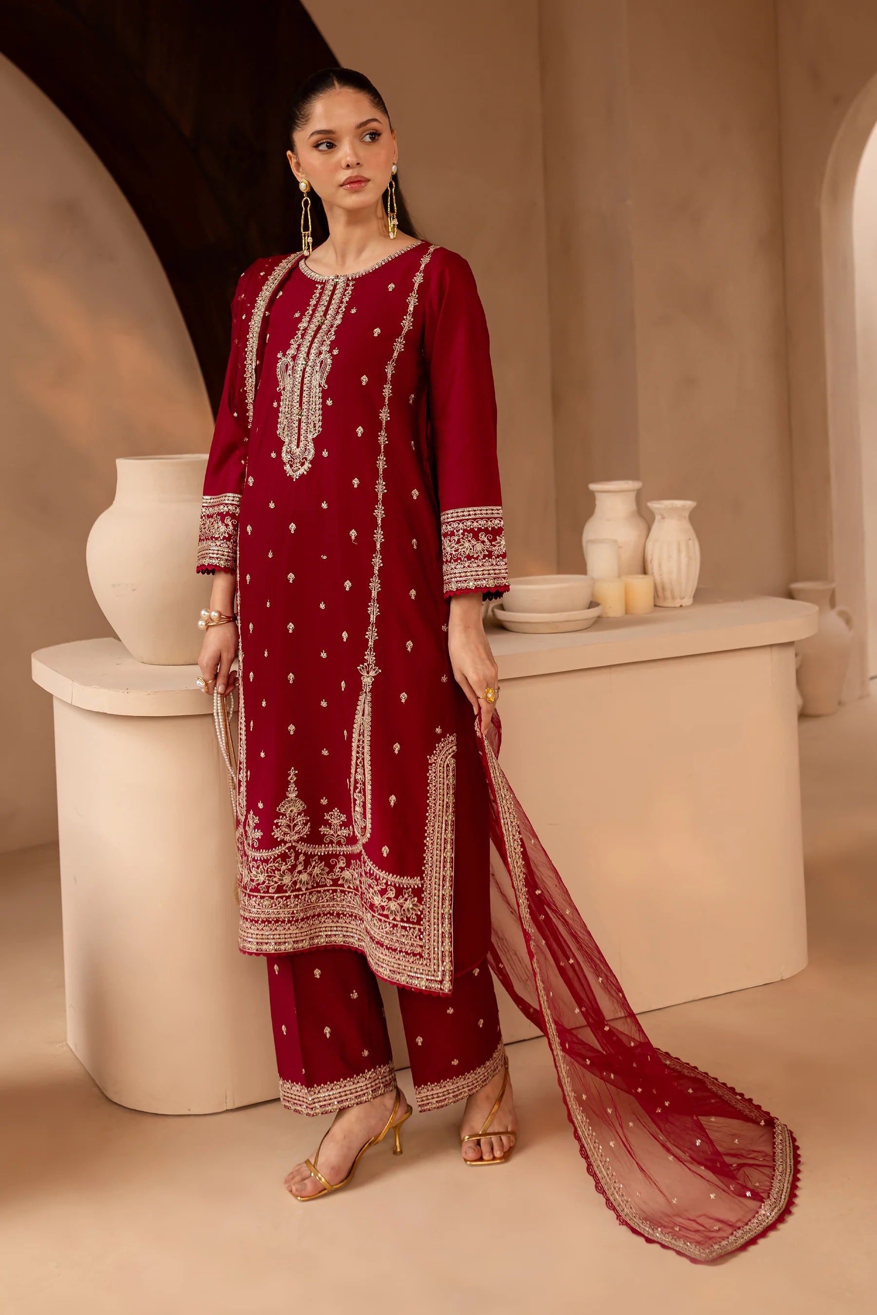 Best Selling - Hayzen 3Pc Embroidered Dress