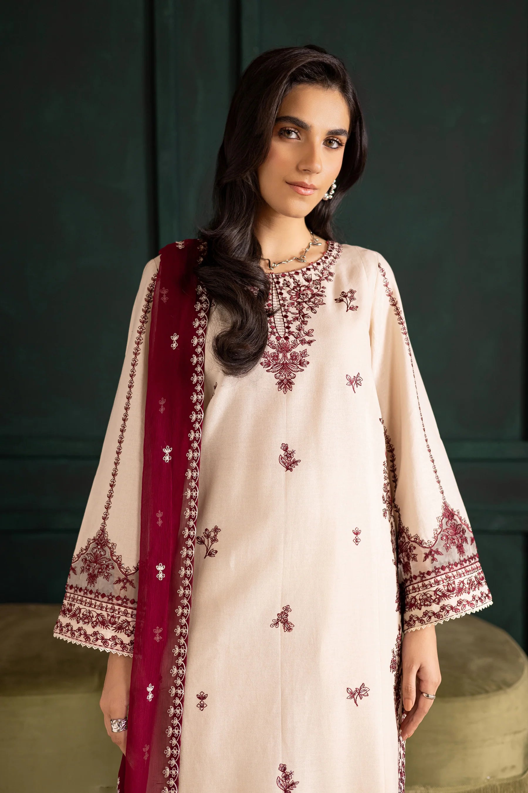 Winter - Best Selling - Ivory Rua 3Pc Embroidered Dress