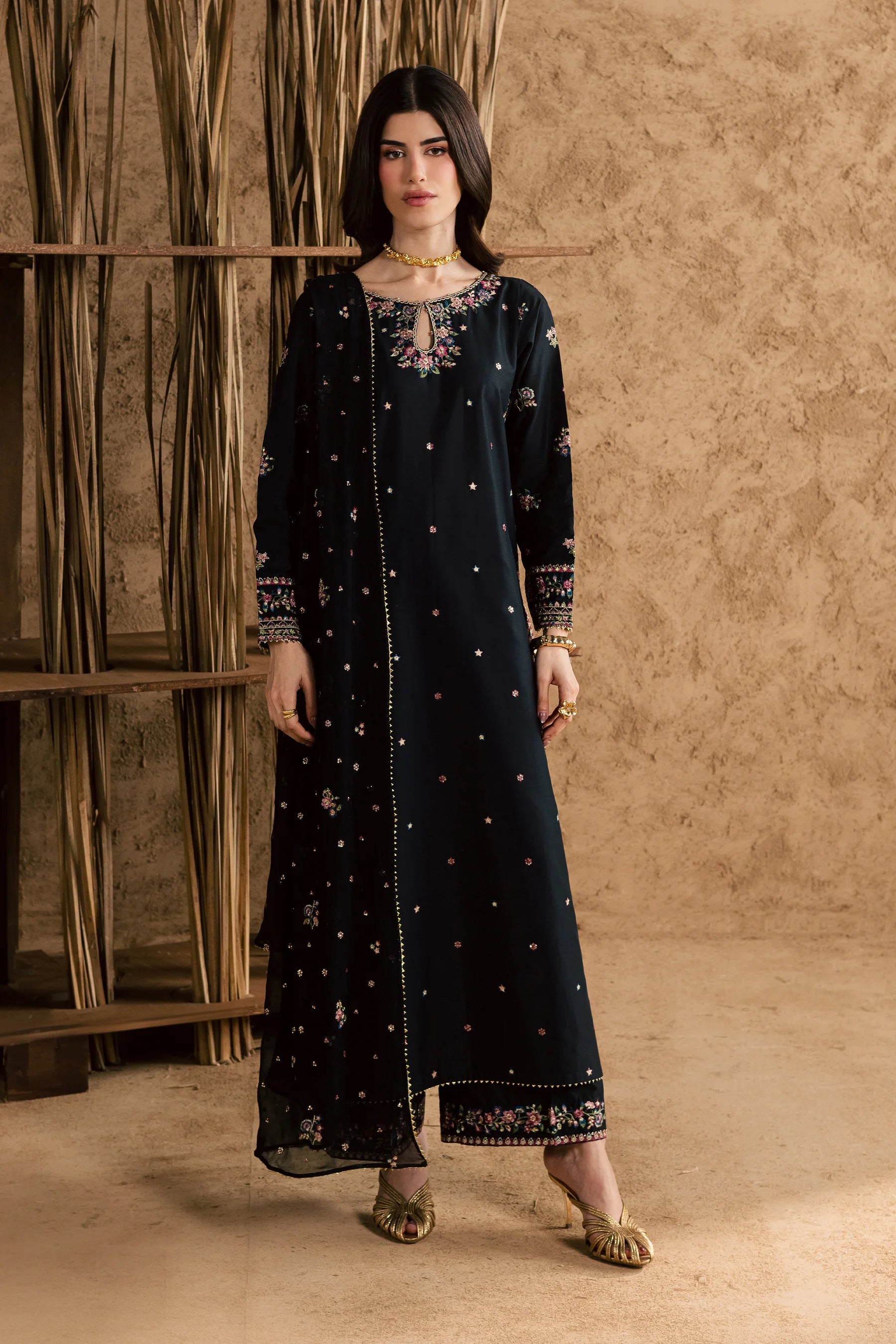 Best Selling - Johana 3Pc Festive Embroidered Dress