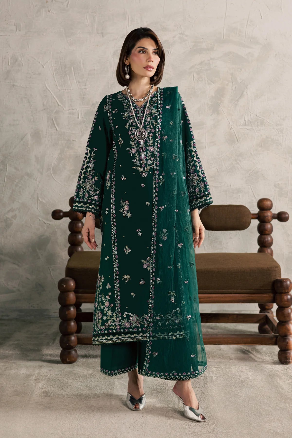 Best Selling - Kayana 3Pc Festive Embroidered Dress
