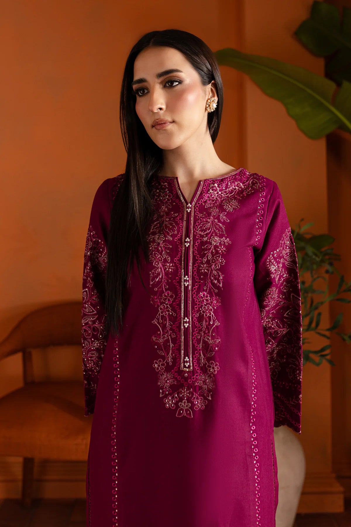 Best Selling - Magenta Luna 2Pc Embroidered Dress