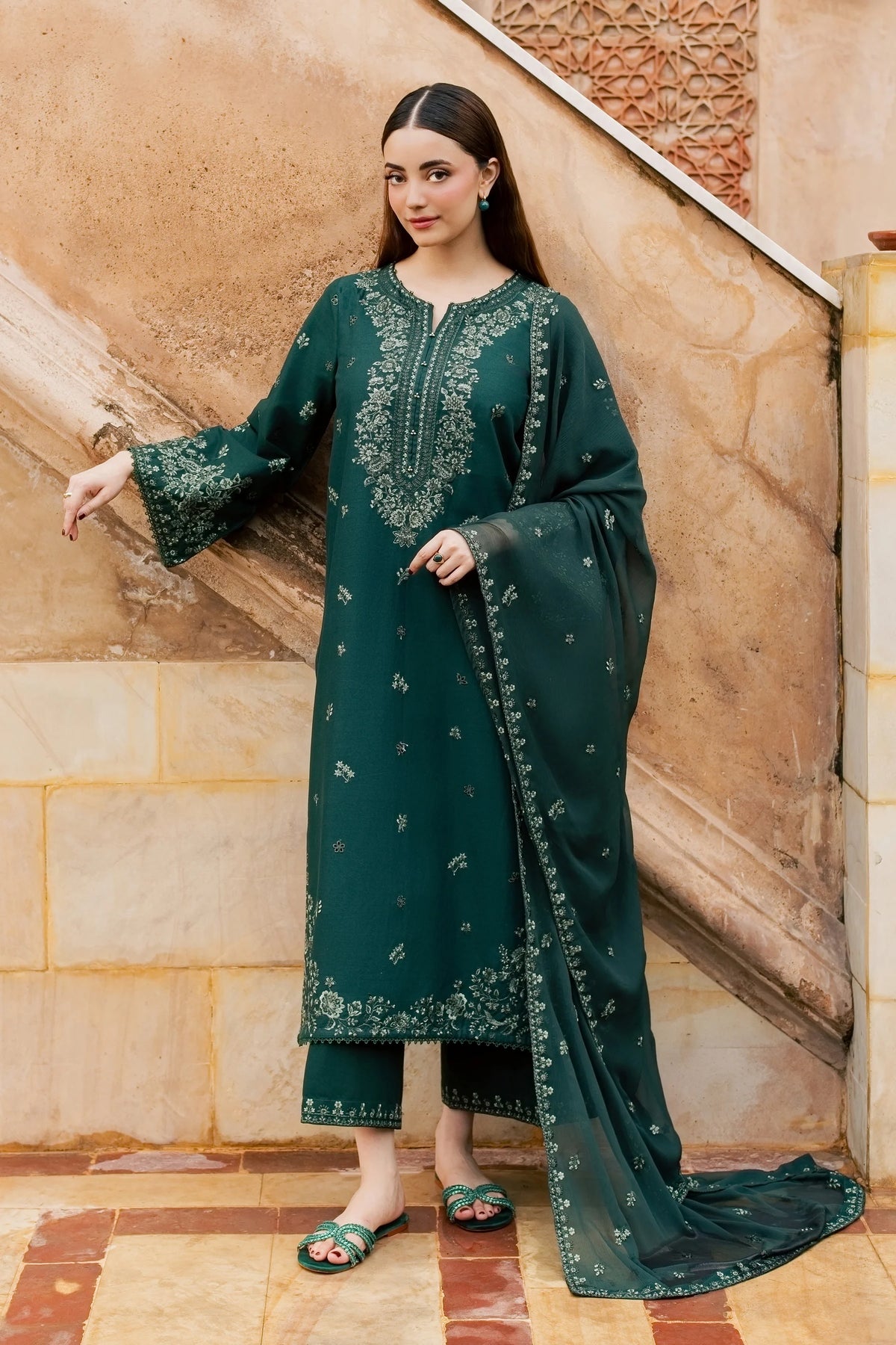 Winter - Best Selling - Nami 3Pc Festive Embroidered Pret