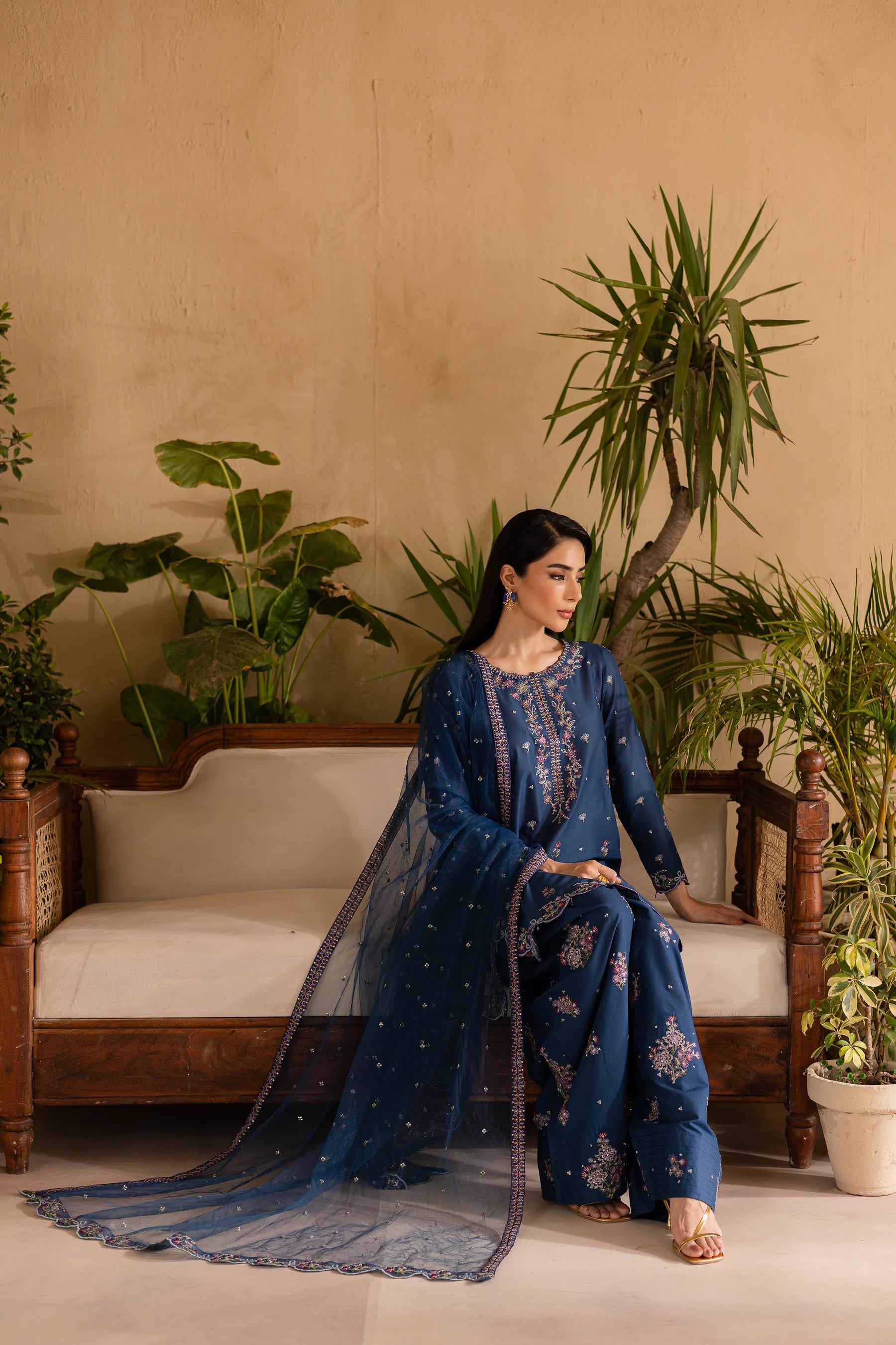 Best Selling - Perk 3Pc Embroidered Solid Dress