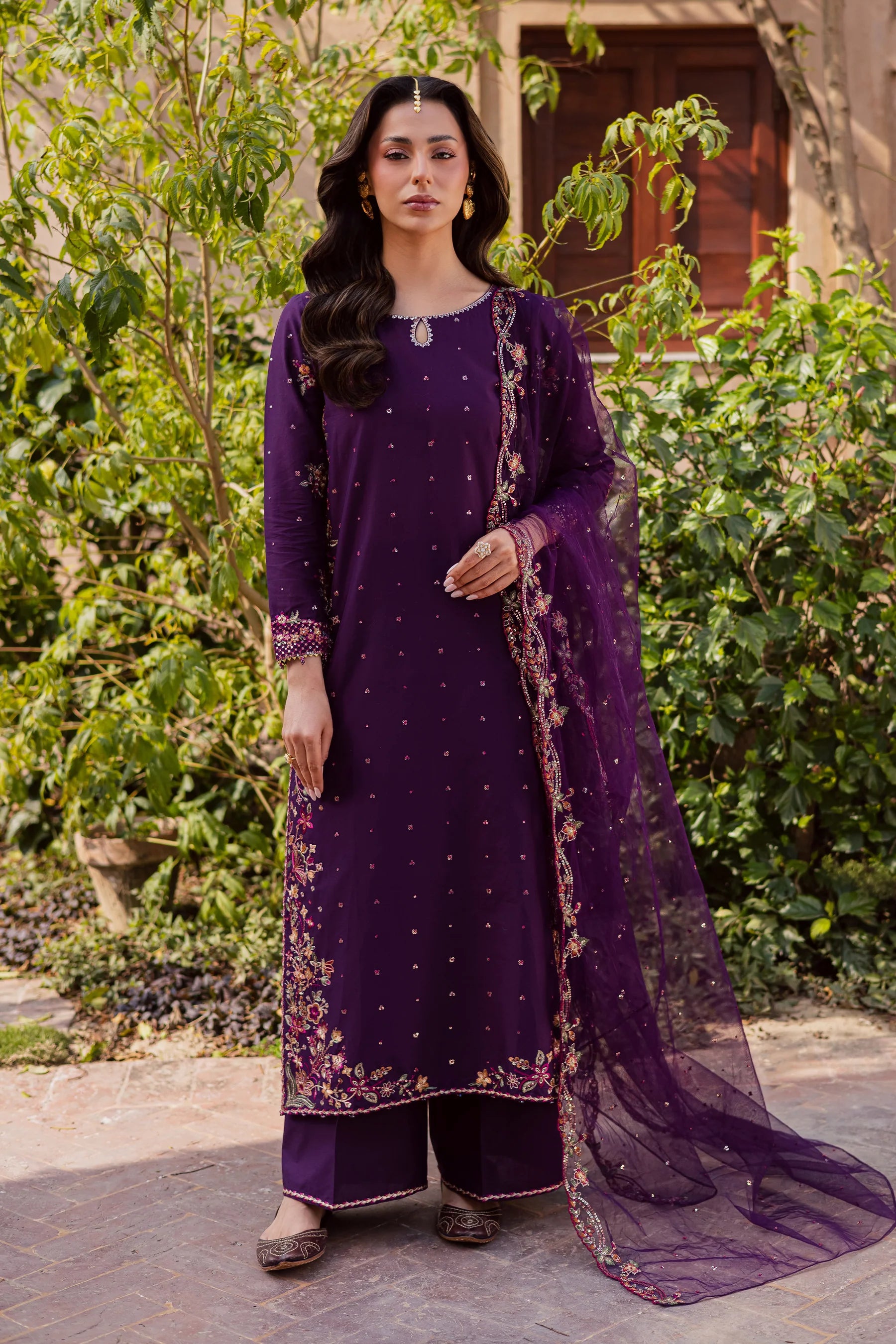purple embroidered dress Best Selling
