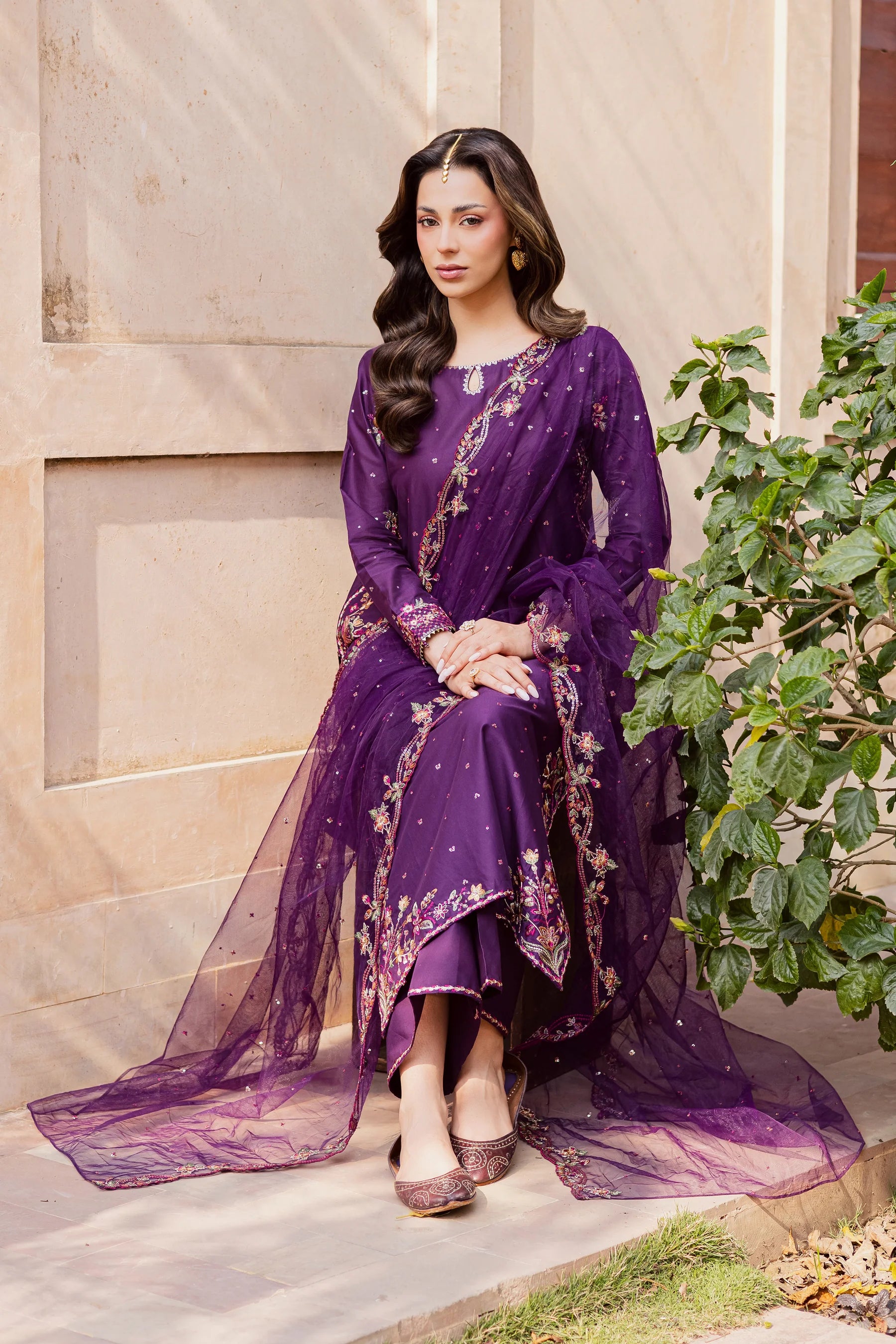 Best Selling - Pink Lavender 3Pc Festive Embroidered Dress
