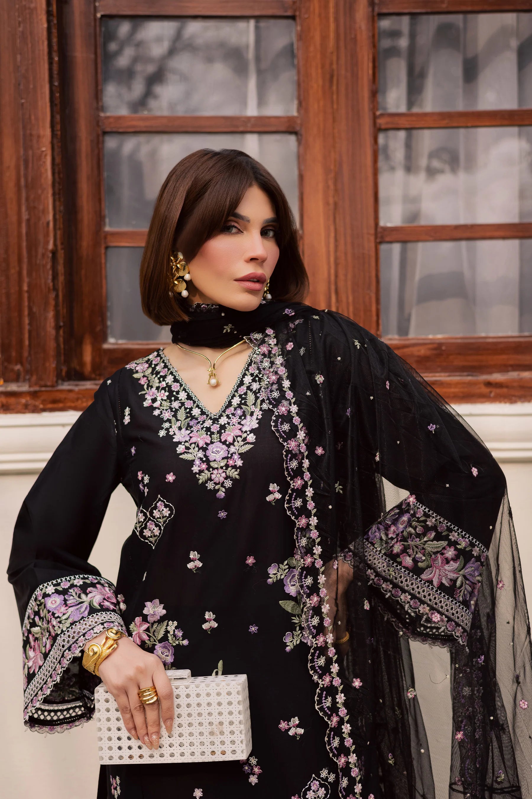Best Selling - Raeqa 3Pc Festive Embroidered Dress