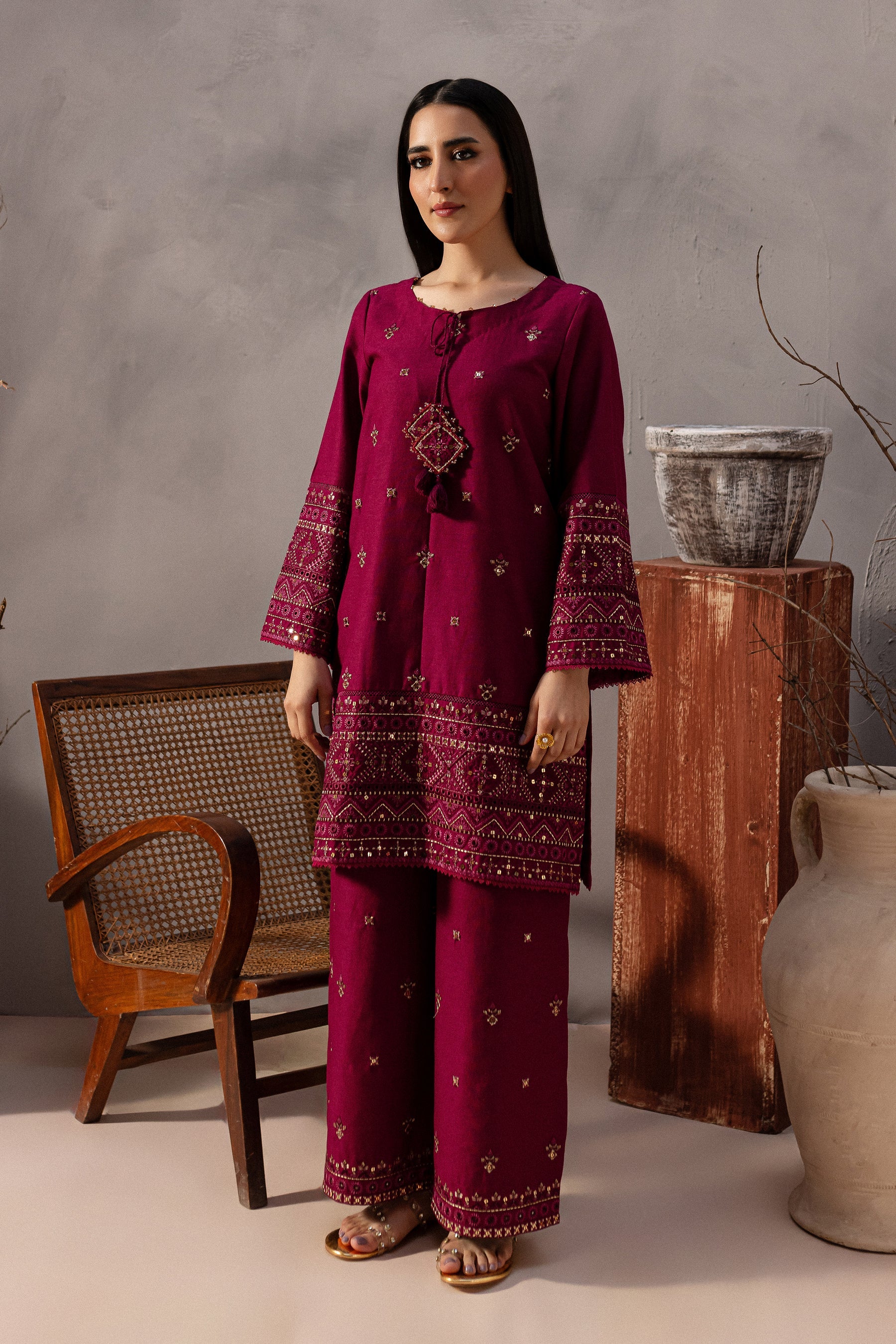 Best Selling - Red Cruz 2Pc Embroidered Dress