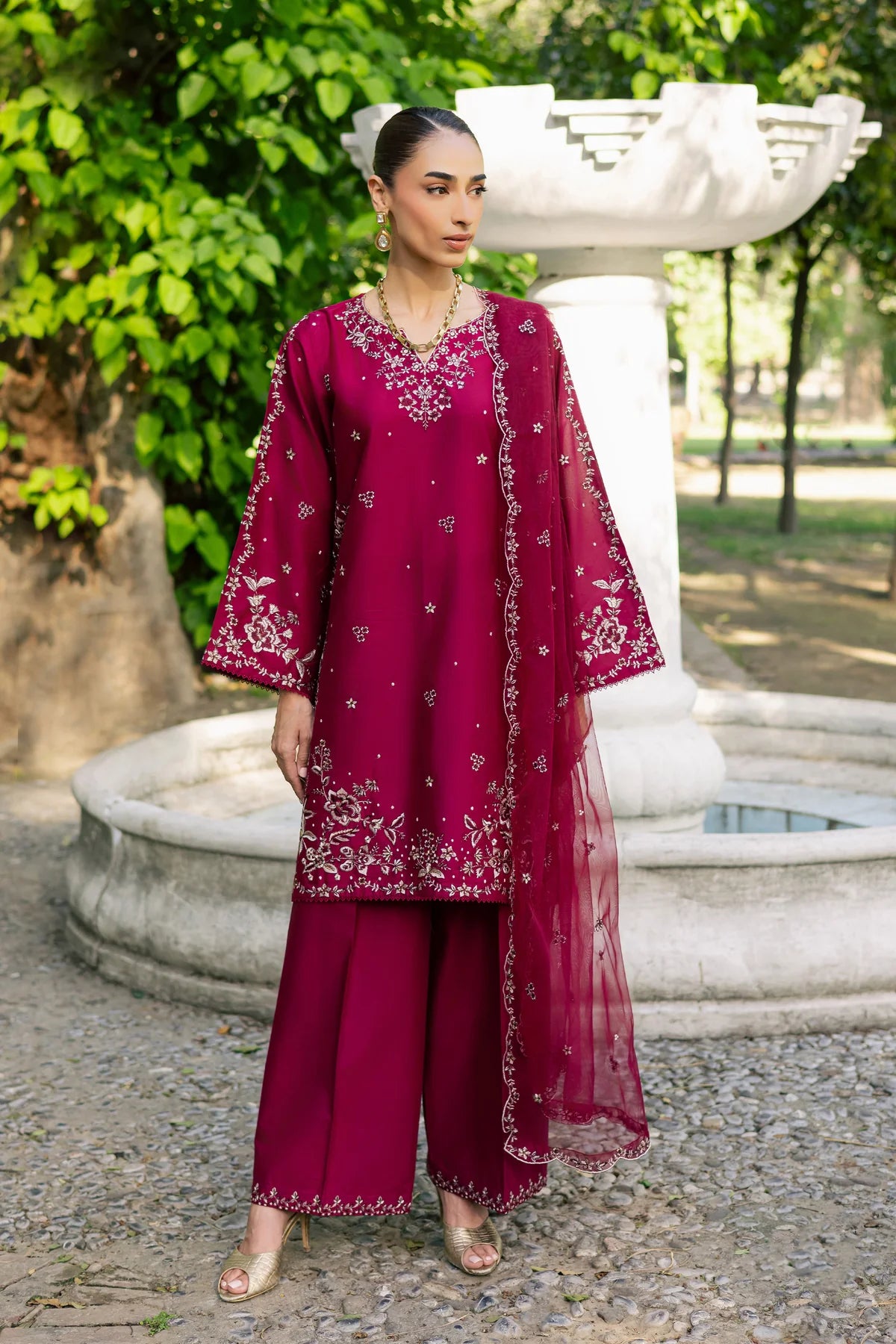 Best Selling - Rosa 3Pc Festive Embroidered Dress