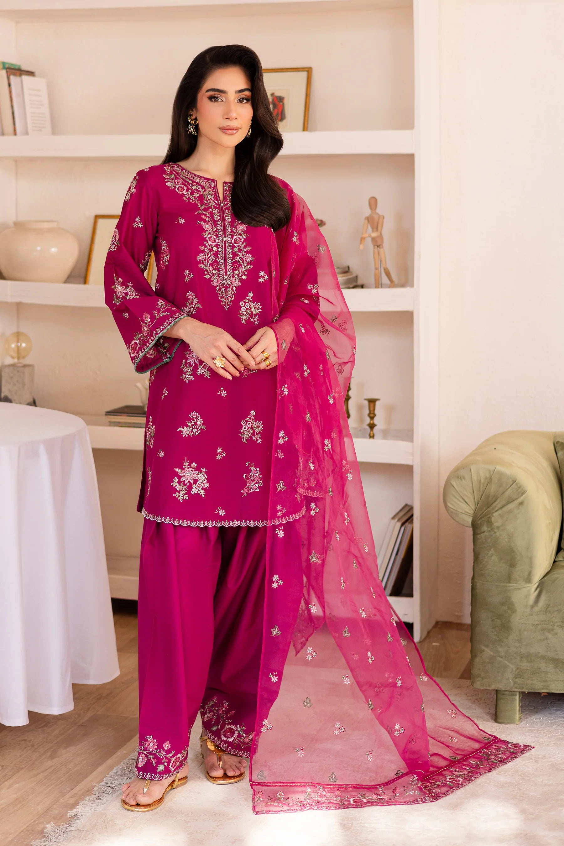 Best Selling - Rua 3Pc Embroidered Solid Dress