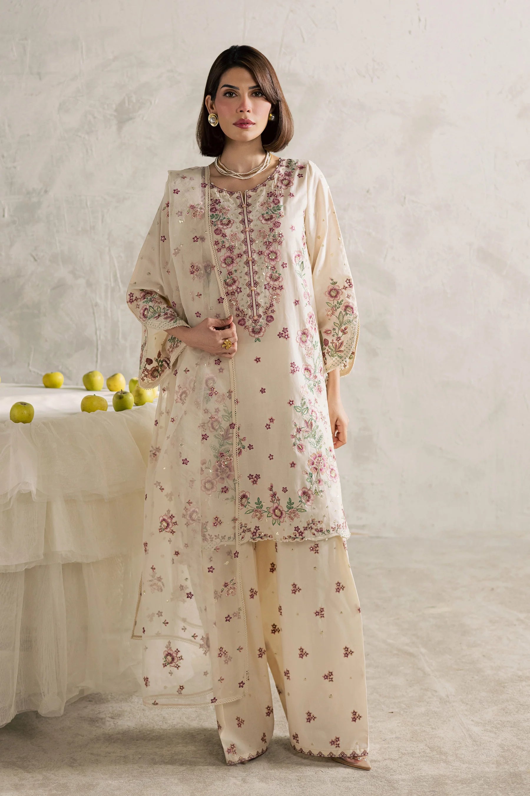 Best Selling - Samin 3Pc Festive Embroidered Dress