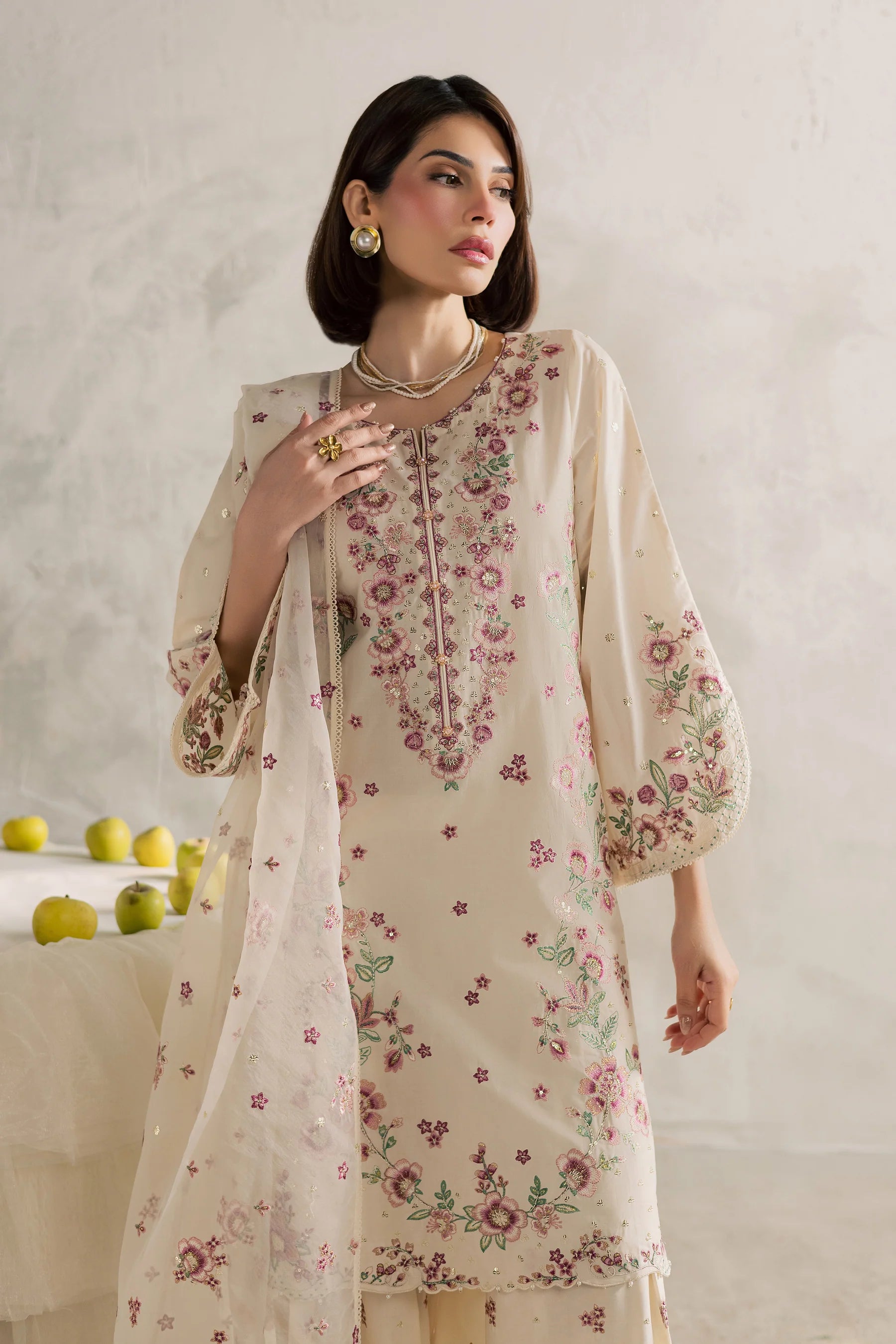 Best Selling - Samin 3Pc Festive Embroidered Dress