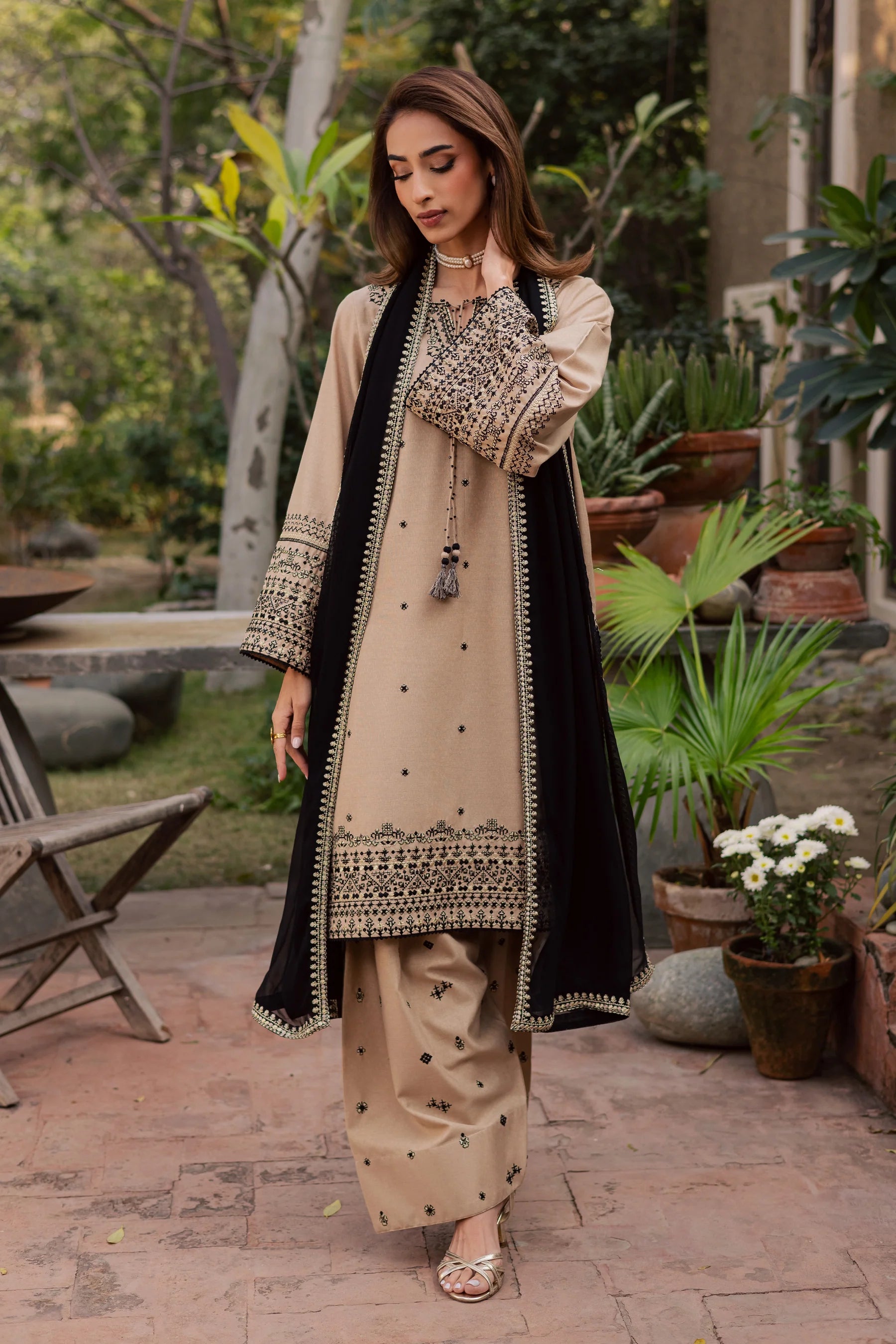 Best Selling - Sandstone 3Pc Embroidered Dress