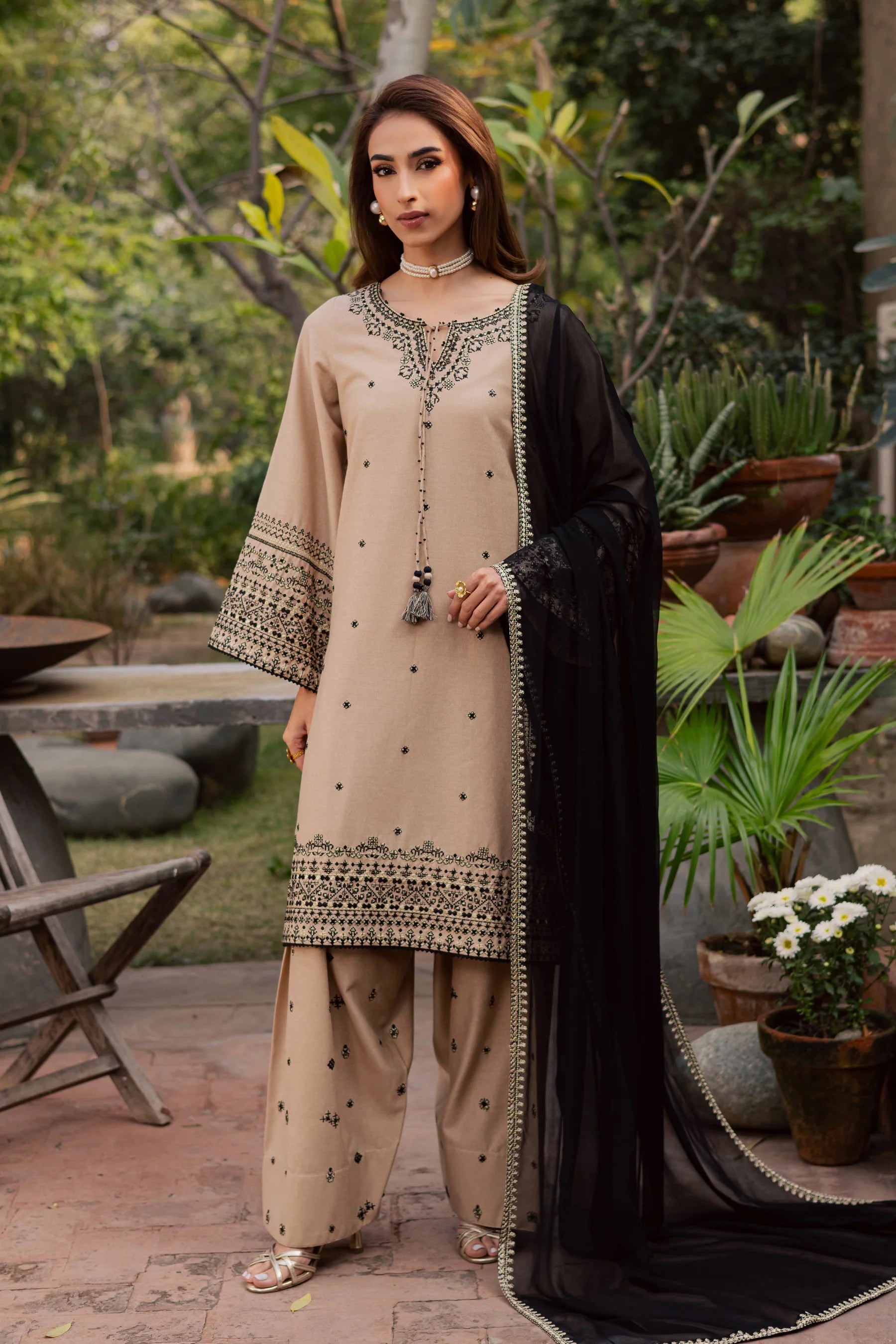 Best Selling - Sandstone 3Pc Embroidered Dress