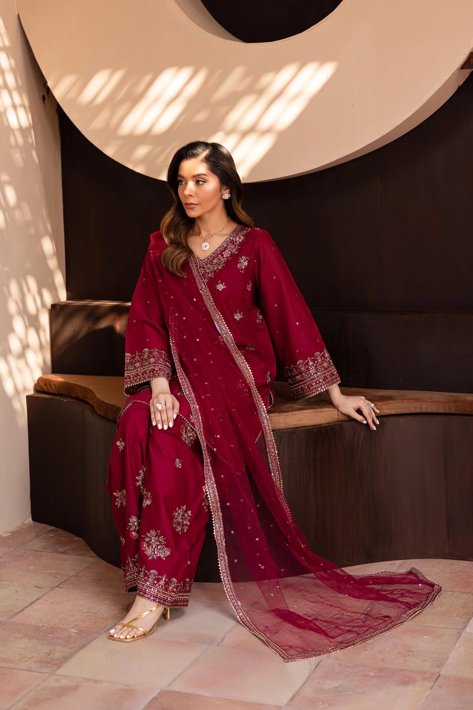 Best Selling - Shazneen 3Pc Embroidered Dress