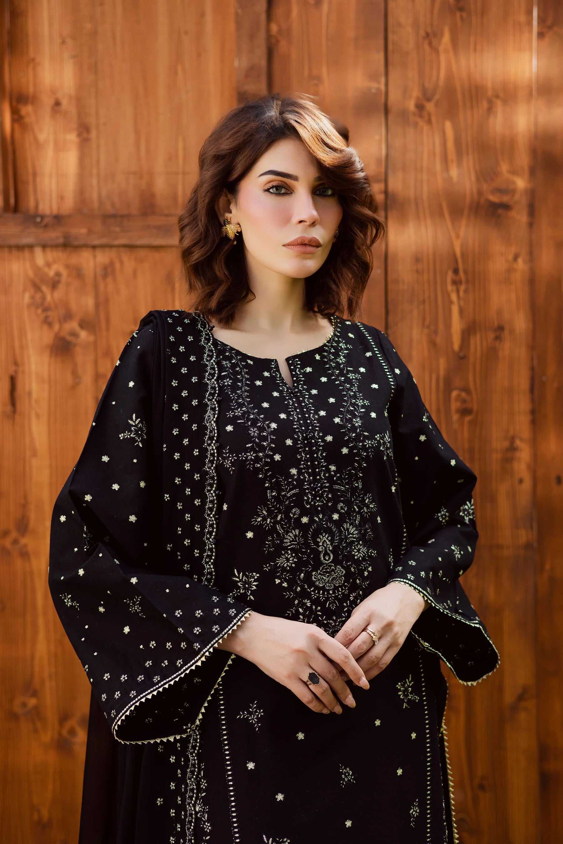 Winter - Best Selling - Aasfina 3Pc Embroidered Dress