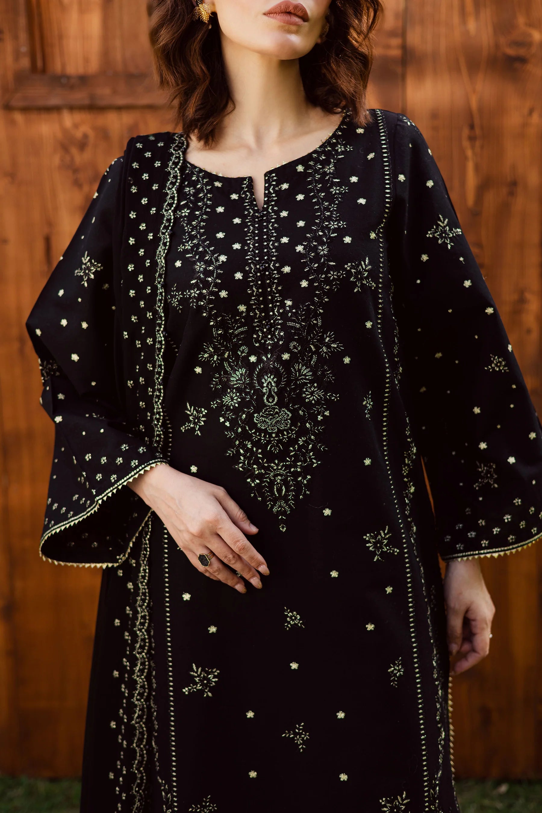 Winter - Best Selling - Aasfina 3Pc Embroidered Dress