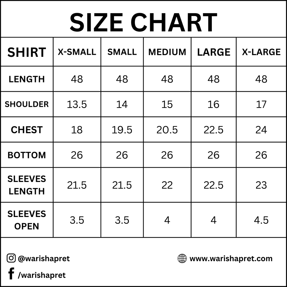 Product Size Chart