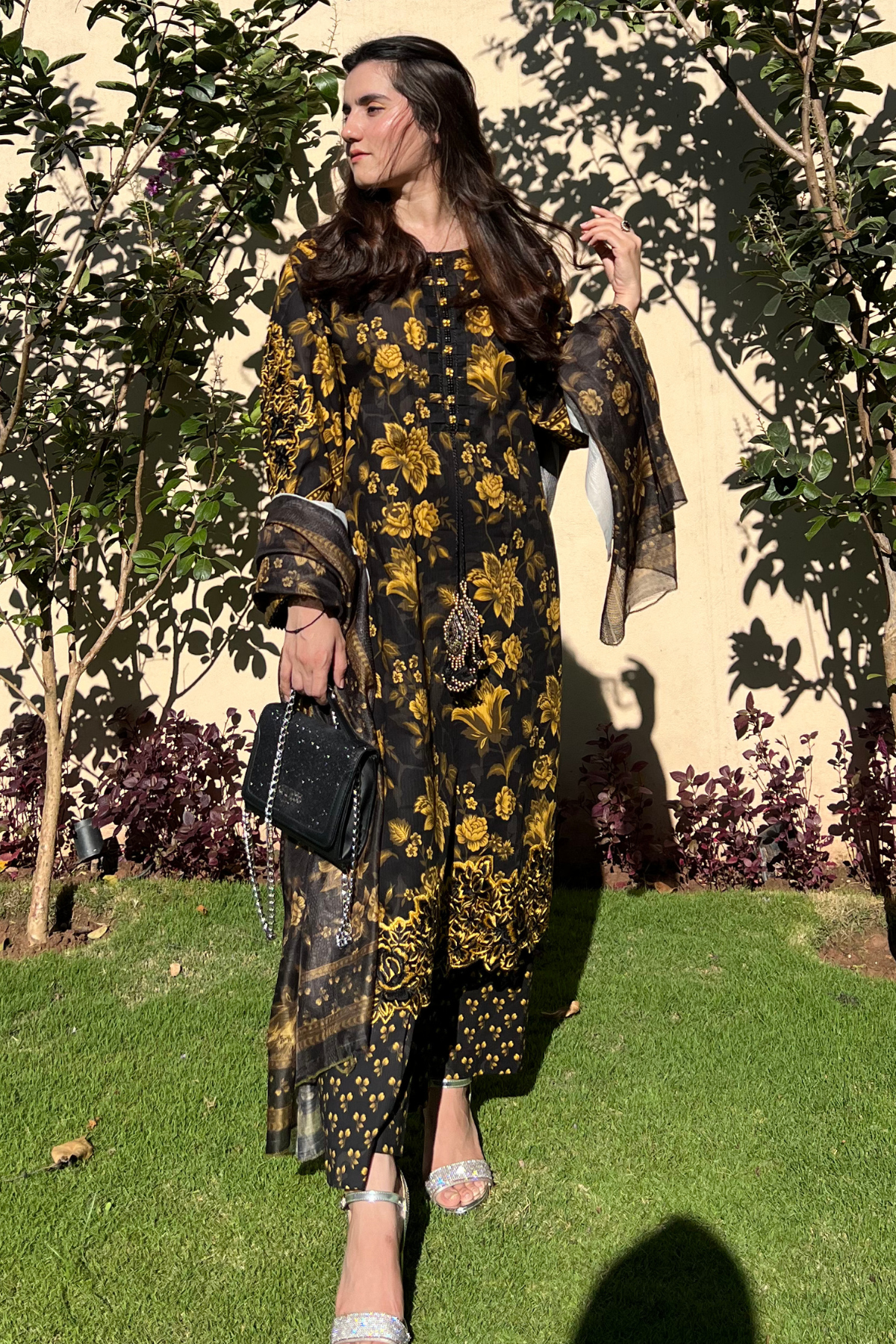 Best Selling - Black Gold Embroidered Dress