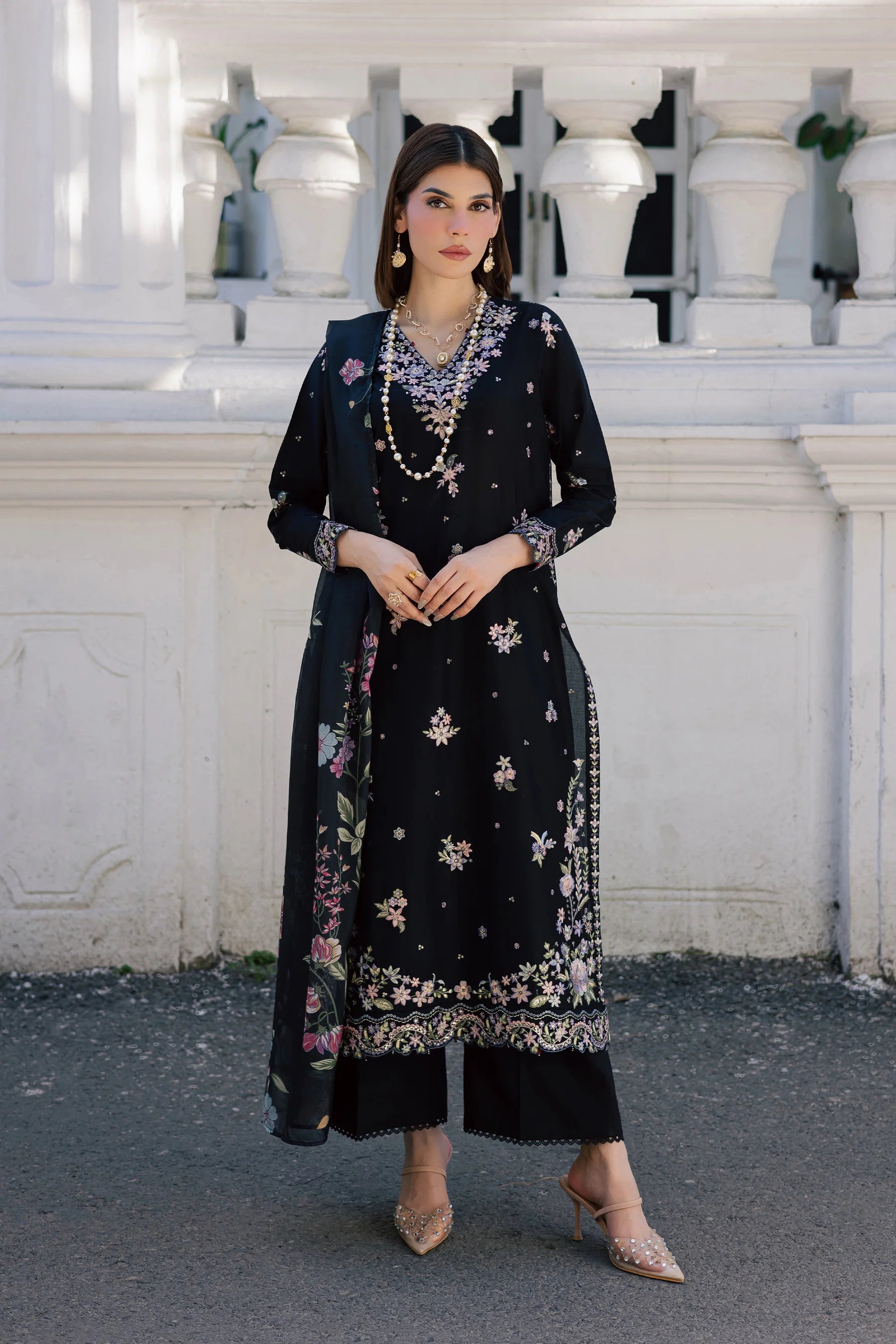 Best Selling - Black Heer 3Pc Festive Embroidered Dress