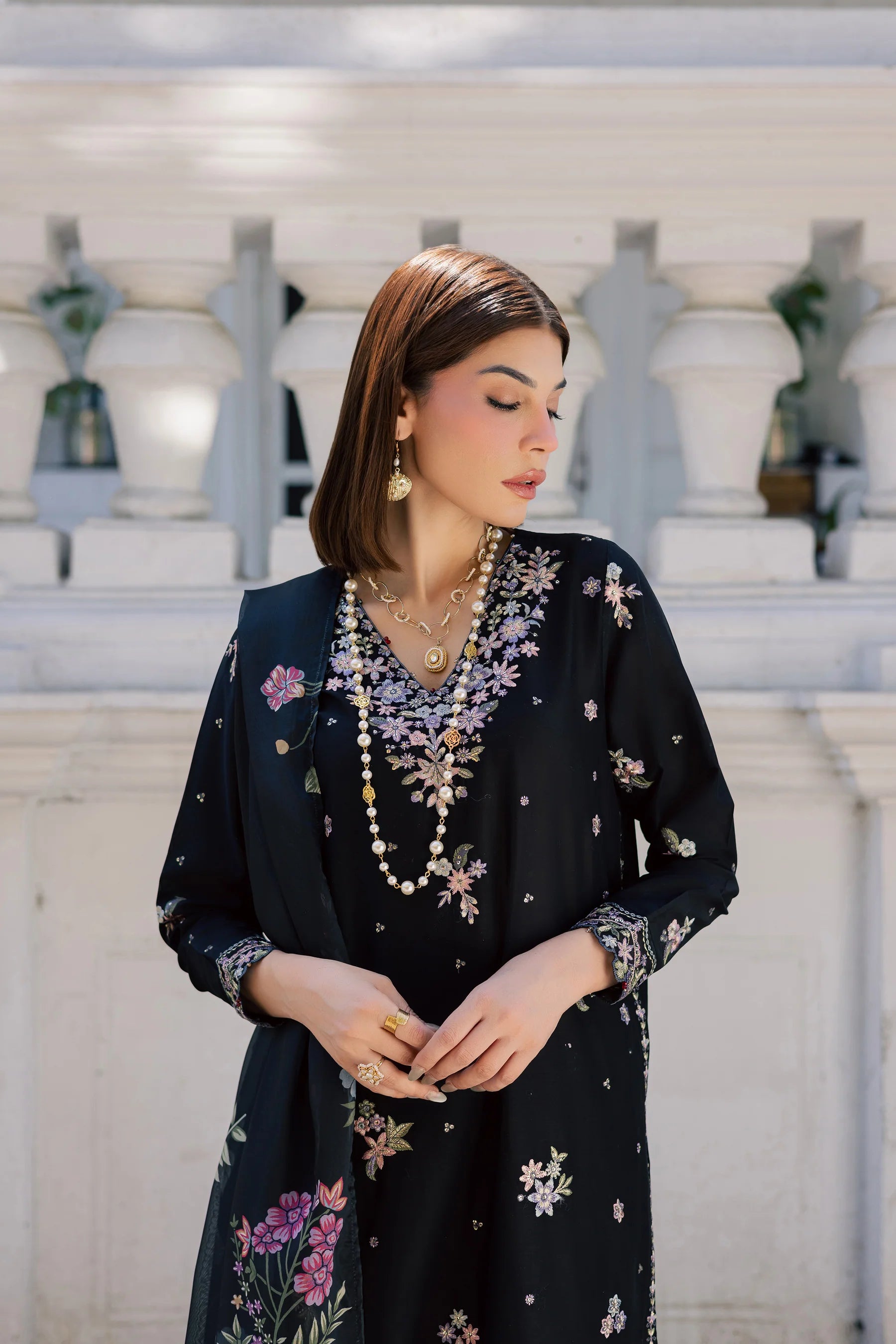 Best Selling - Black Heer 3Pc Festive Embroidered Dress