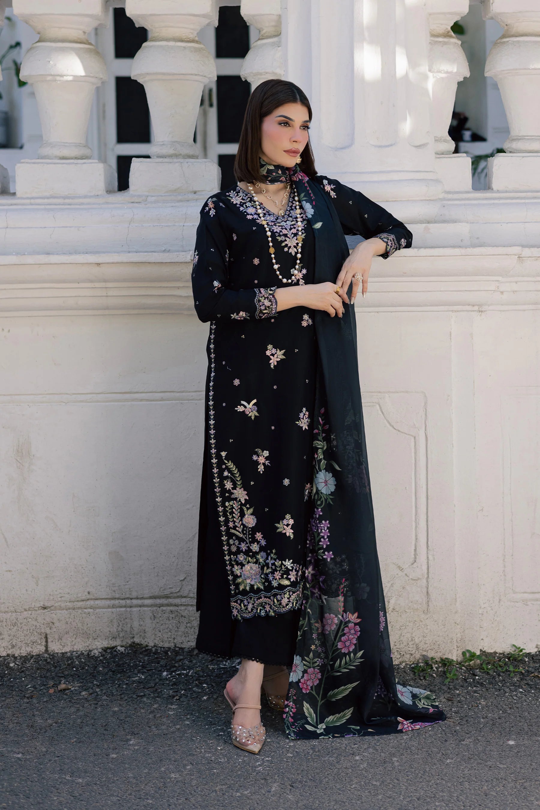 Best Selling - Black Heer 3Pc Festive Embroidered Dress