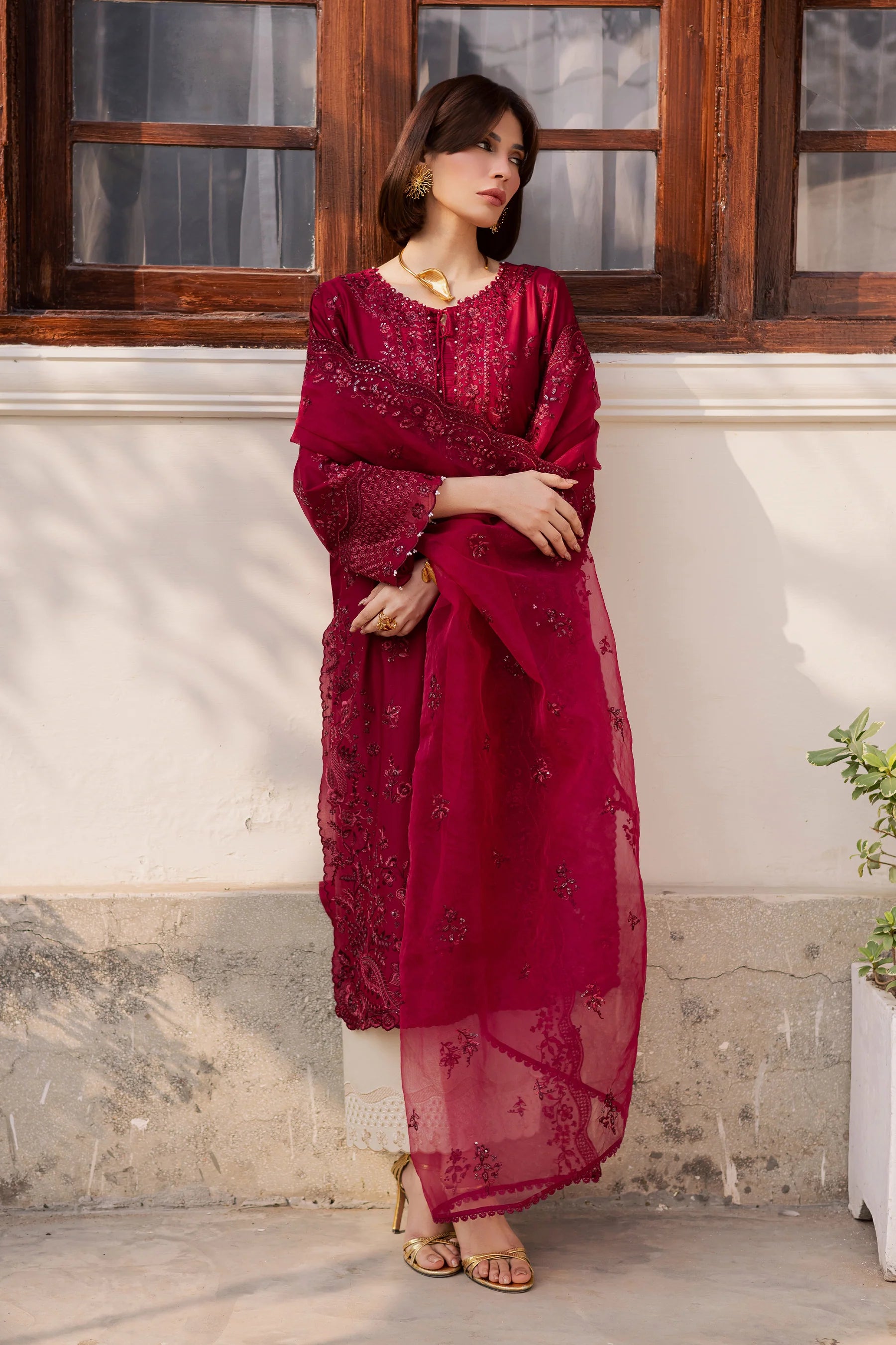 Best Selling - Ecuador 3Pc Festive Embroidered Dress