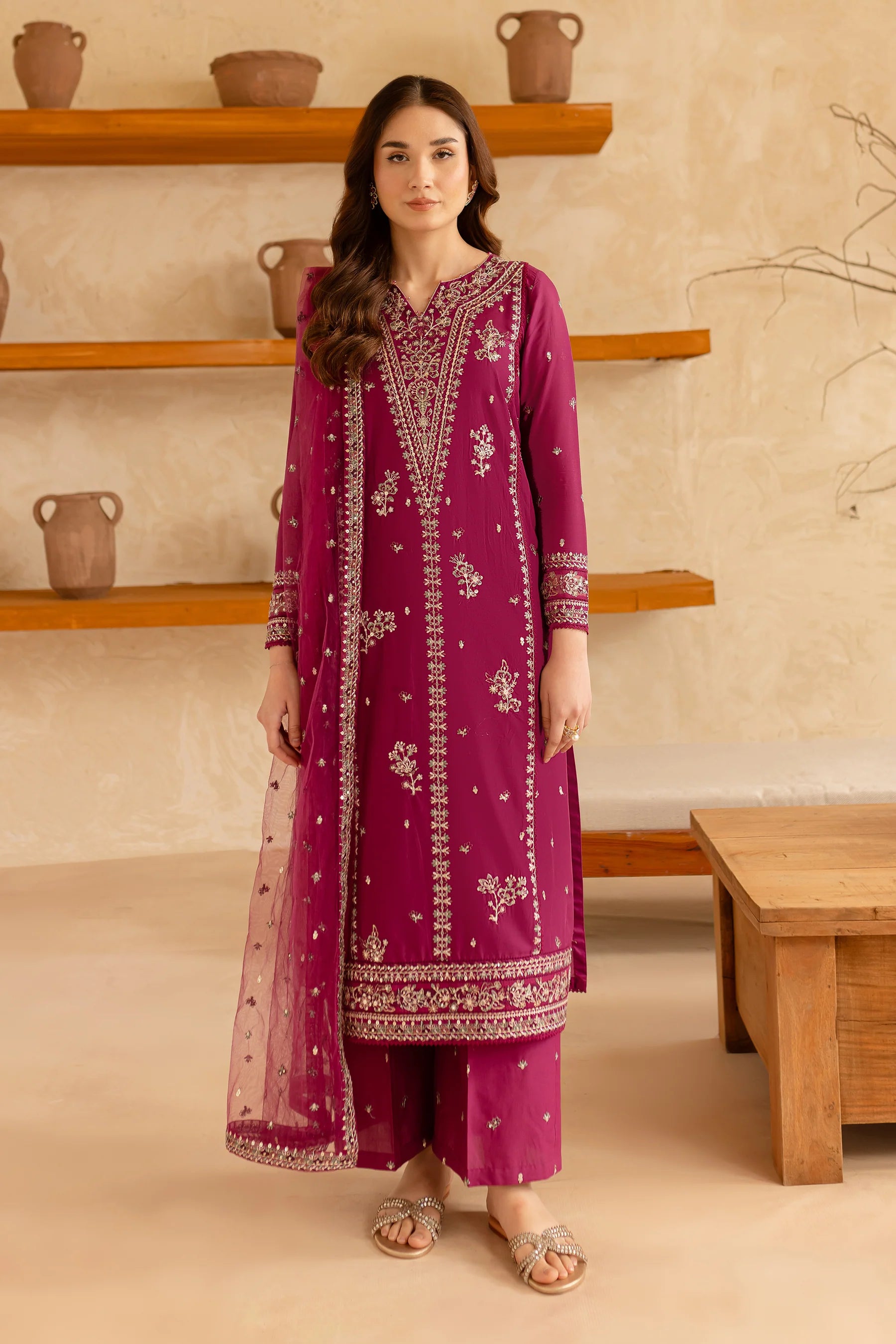 Best Selling - Ehaad 3Pc Embroidered Dress