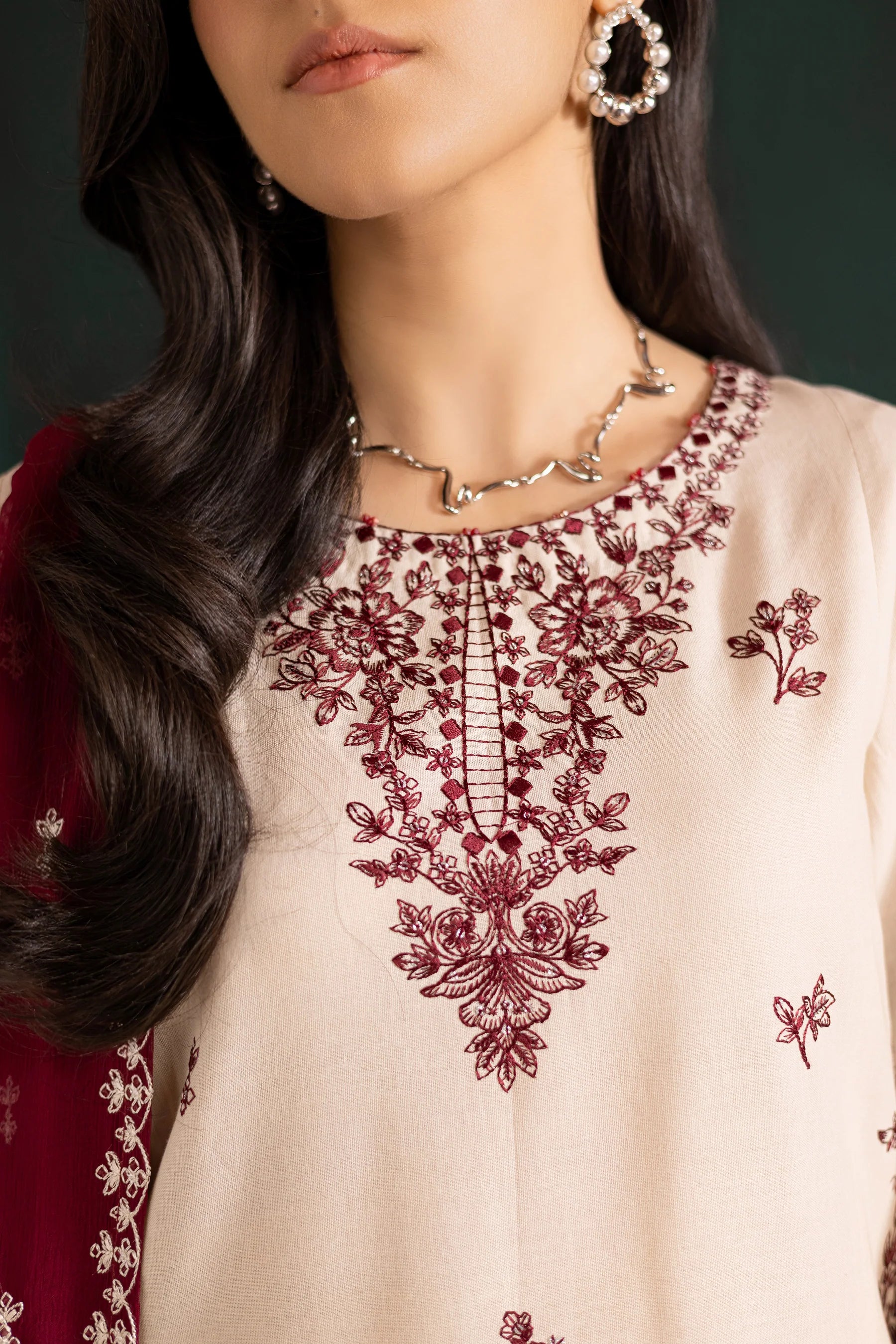 Winter - Best Selling - Ivory Rua 3Pc Embroidered Dress