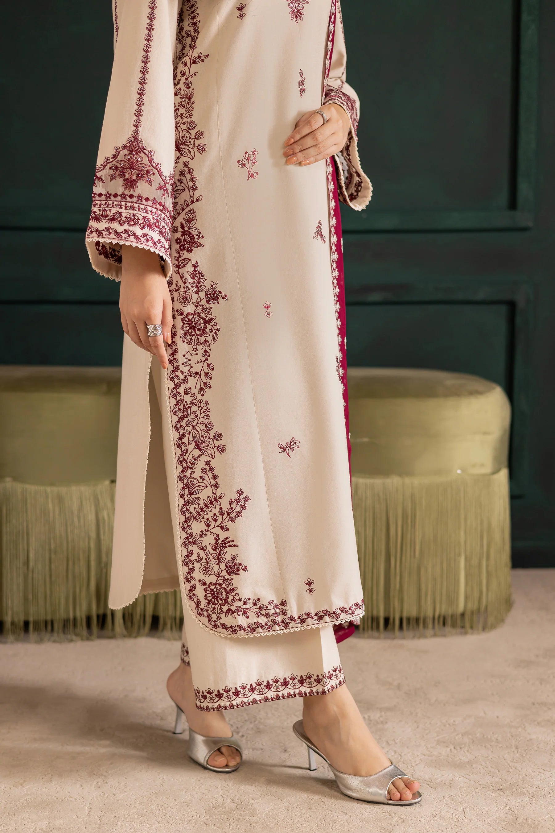 Winter - Best Selling - Ivory Rua 3Pc Embroidered Dress