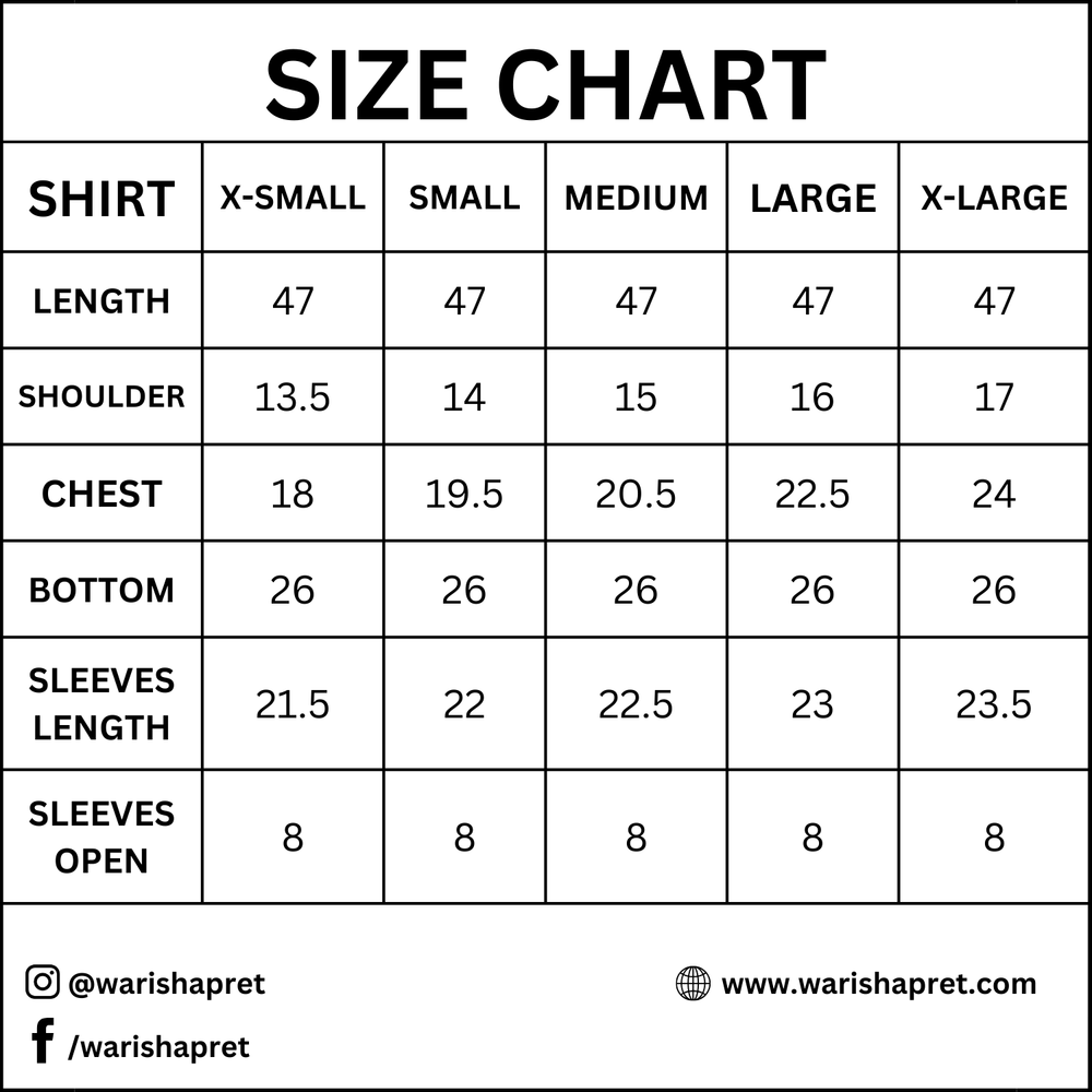 Product Size Chart