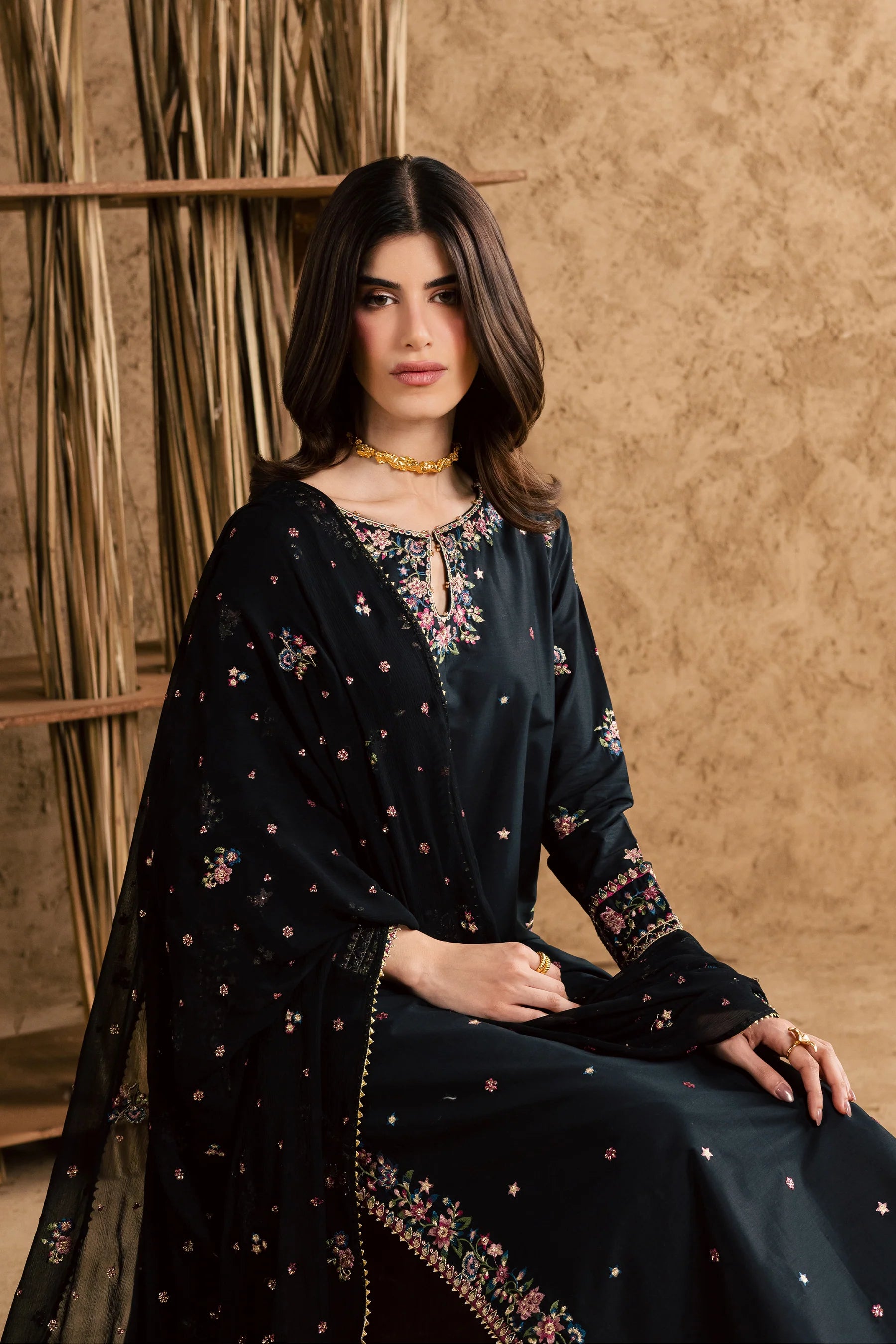 Best Selling - Johana 3Pc Festive Embroidered Dress