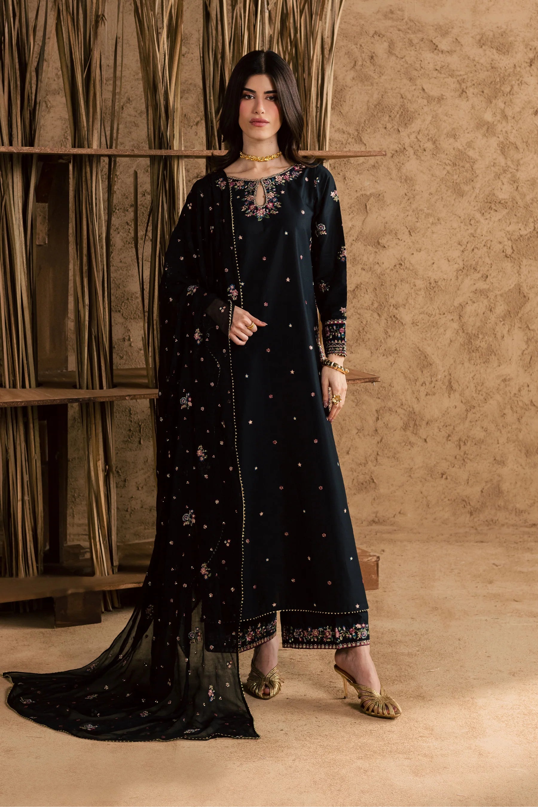 Best Selling - Johana 3Pc Festive Embroidered Dress