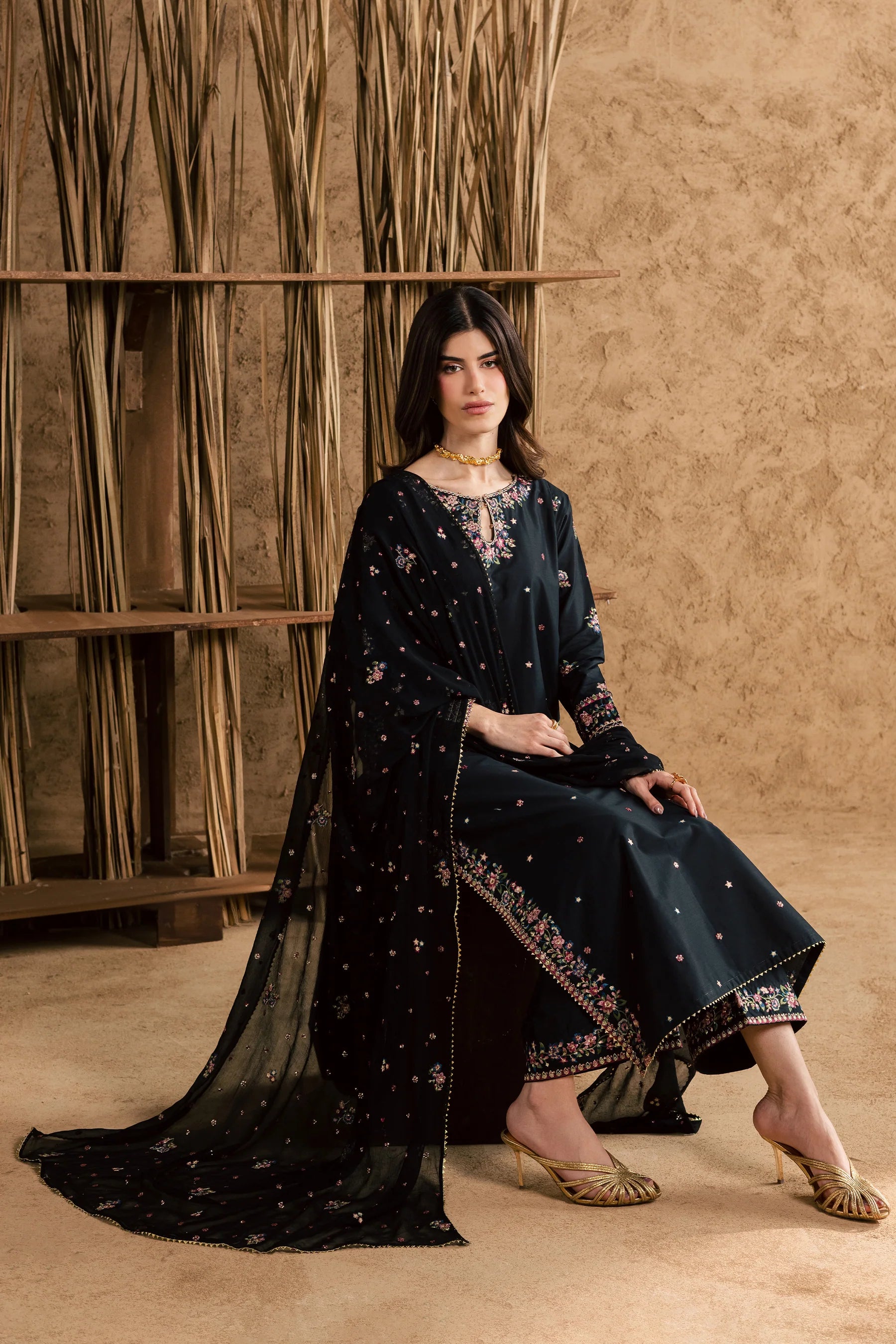 Best Selling - Johana 3Pc Festive Embroidered Dress