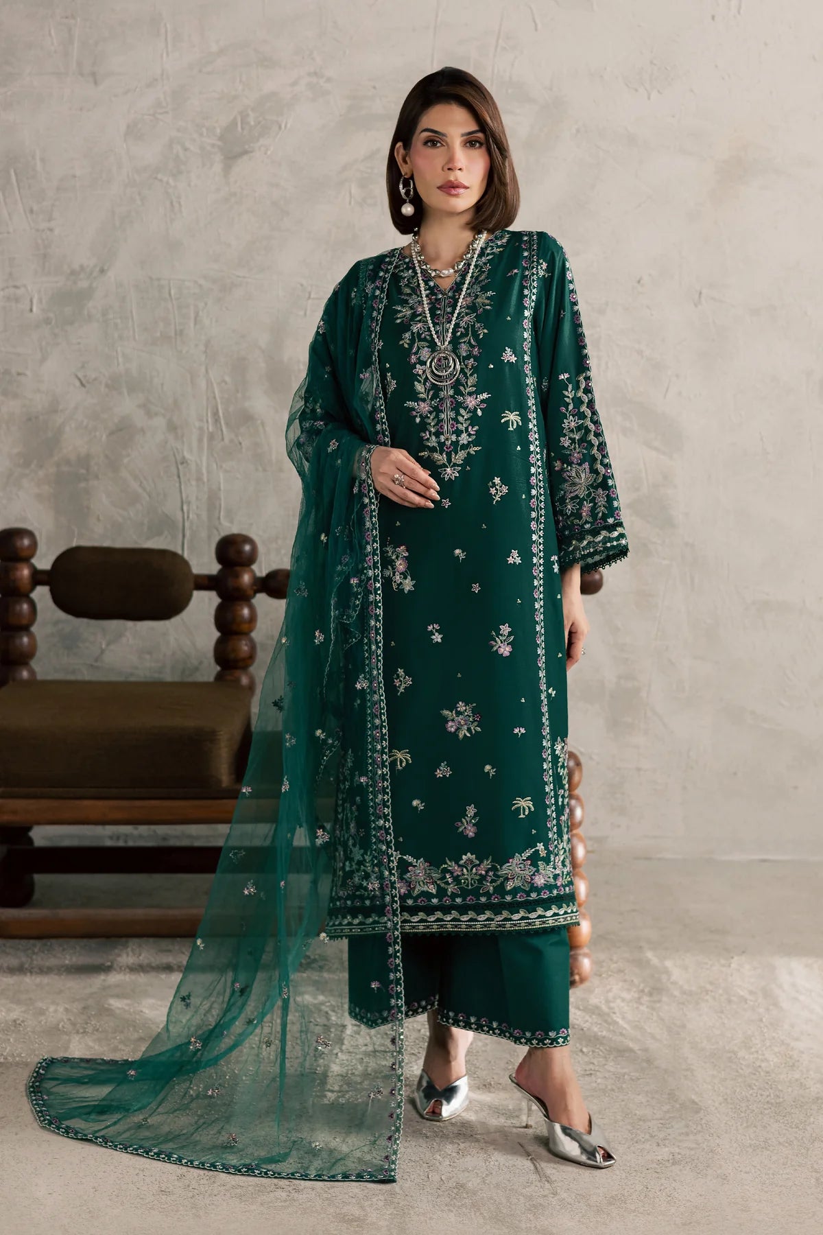 Best Selling - Kayana 3Pc Festive Embroidered Dress