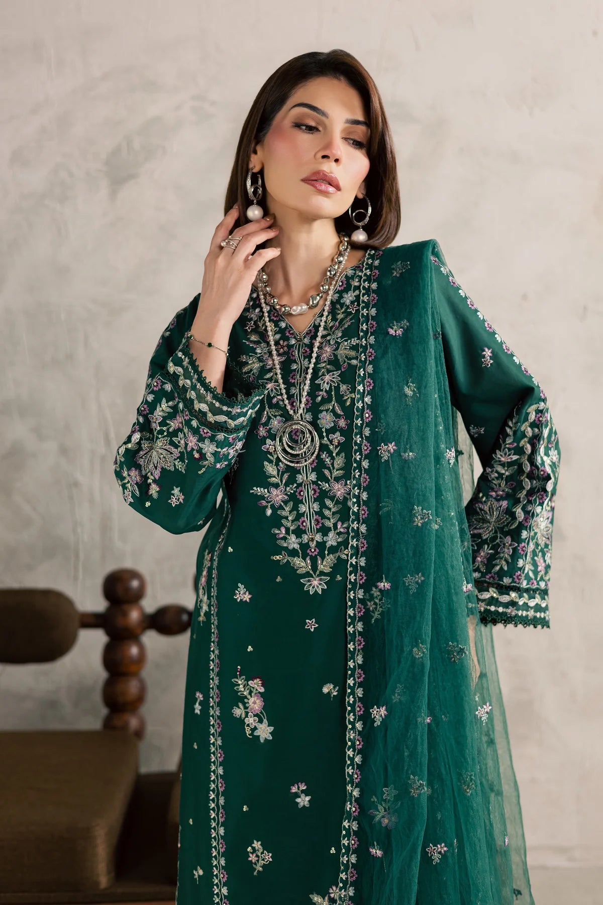 Best Selling - Kayana 3Pc Festive Embroidered Dress
