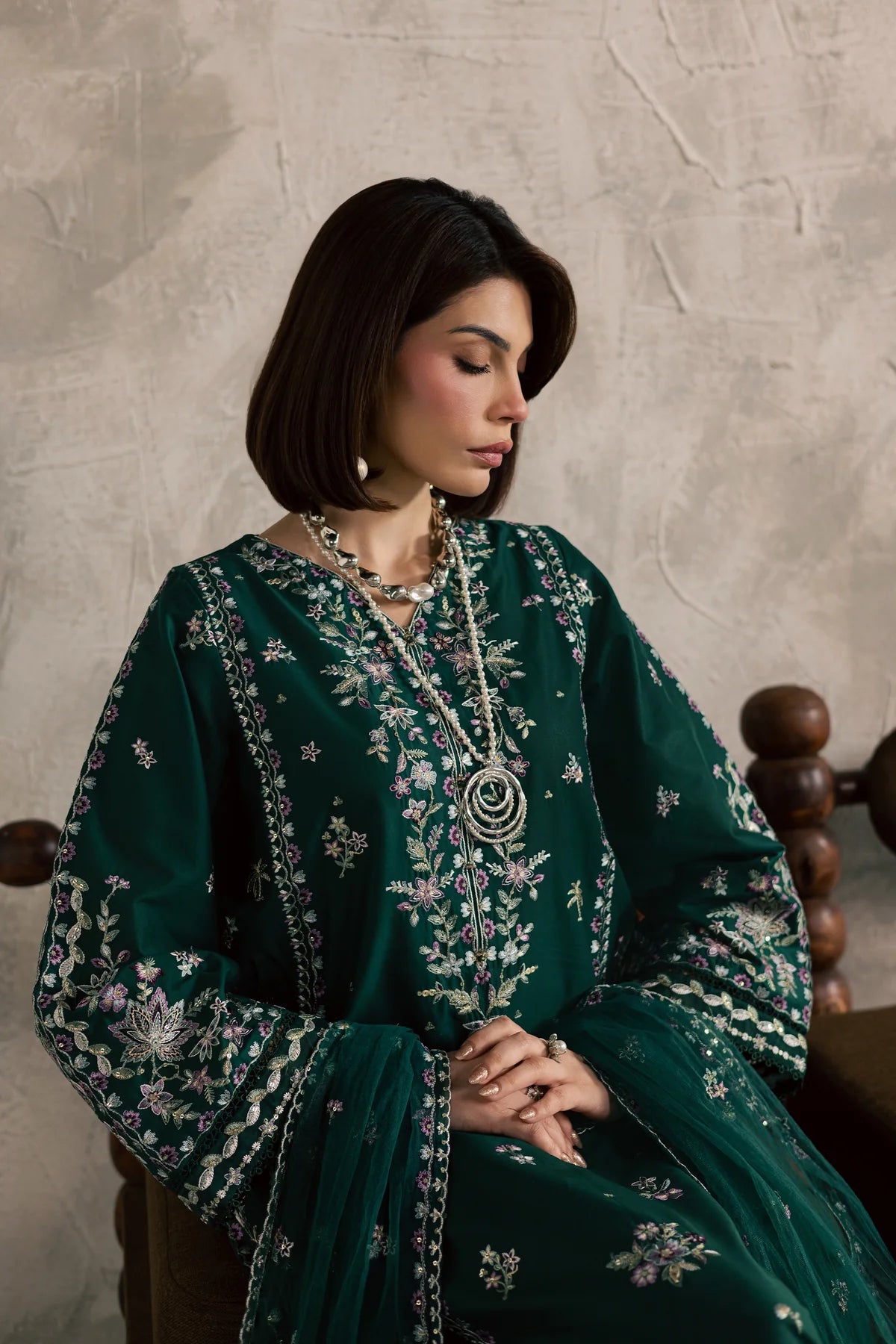 Best Selling - Kayana 3Pc Festive Embroidered Dress