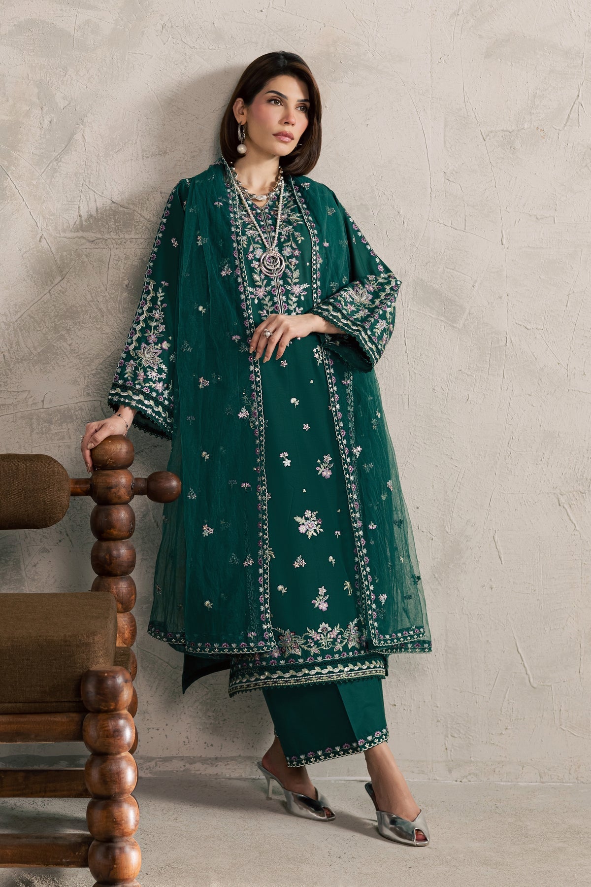 Best Selling - Kayana 3Pc Festive Embroidered Dress