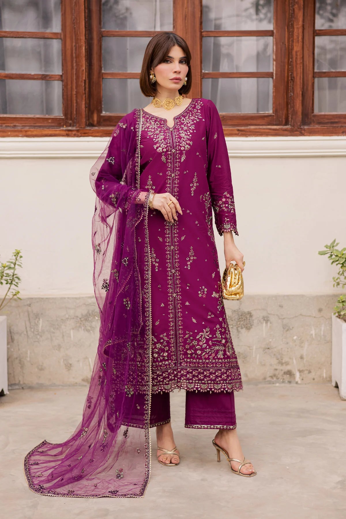 Best Selling - Merissa 3Pc Festive Embroidered Dress