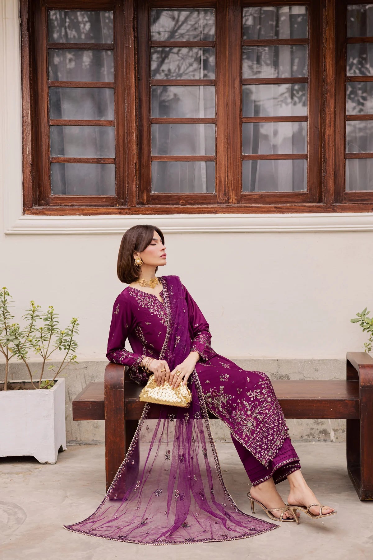 Best Selling - Merissa 3Pc Festive Embroidered Dress