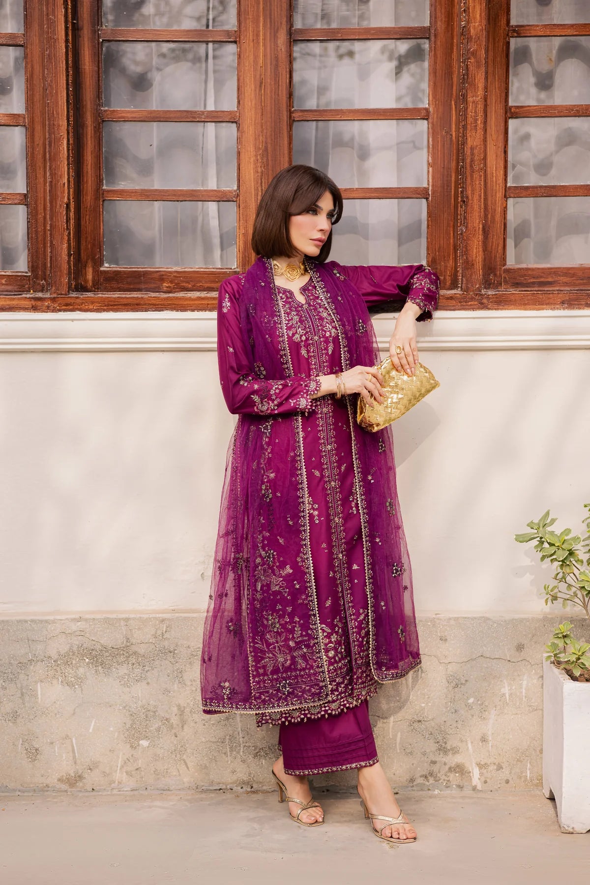 Best Selling - Merissa 3Pc Festive Embroidered Dress