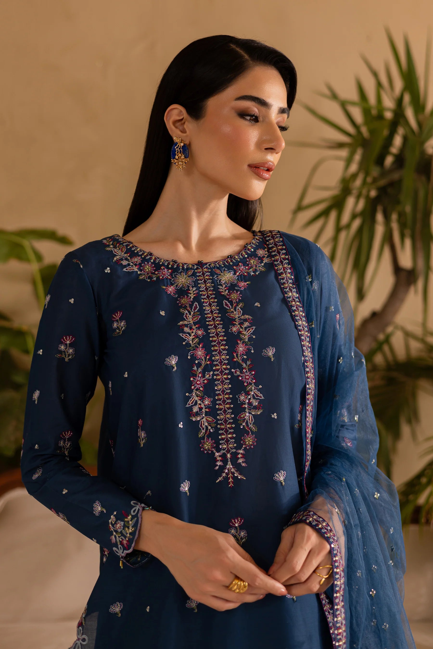 Best Selling - Perk 3Pc Embroidered Solid Dress